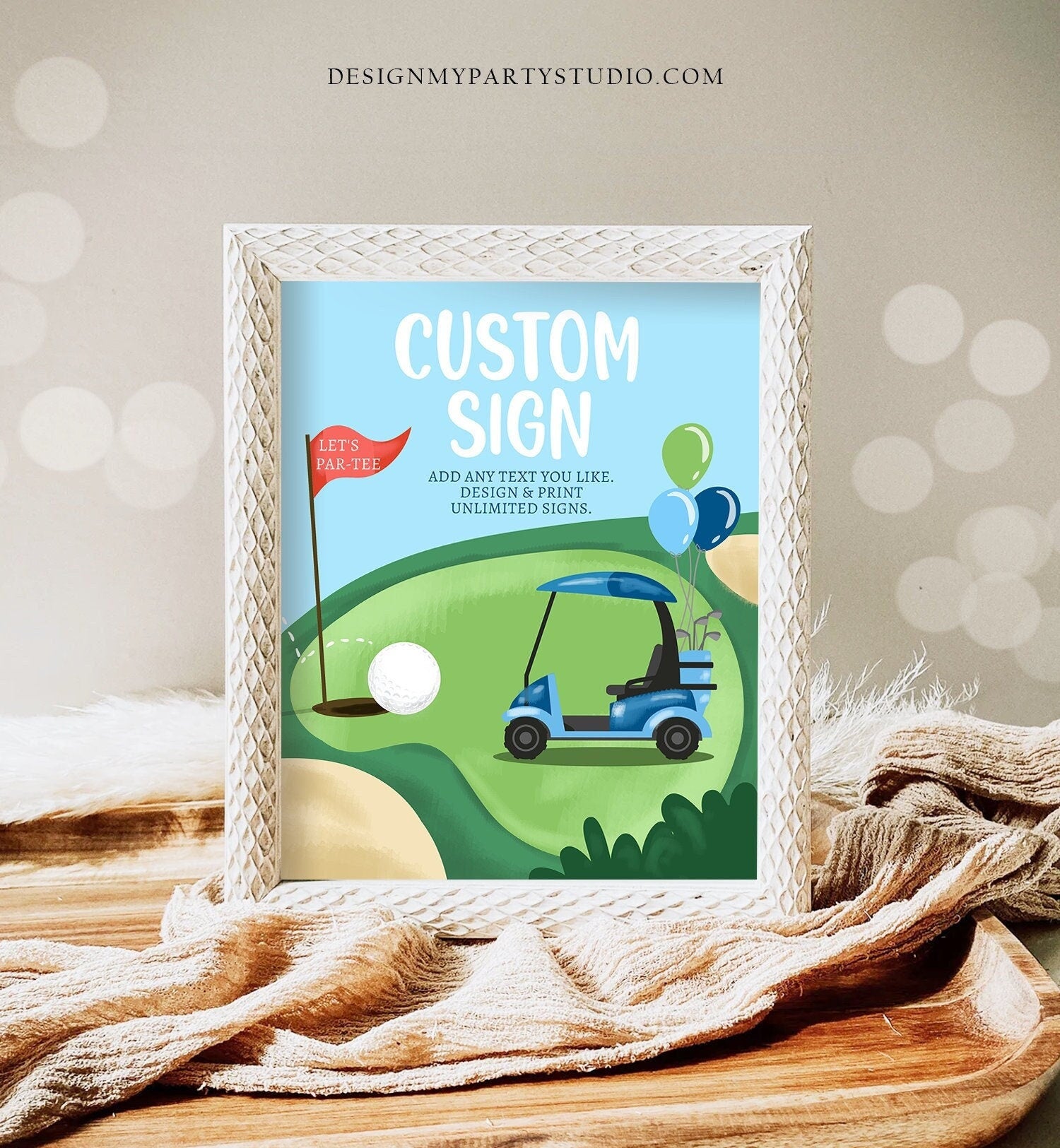 Editable Custom Sign Golf Birthday Party Sign Hole in One Birthday Par-tee Golf Table Sign Decor Digital Download Template Printable 0405