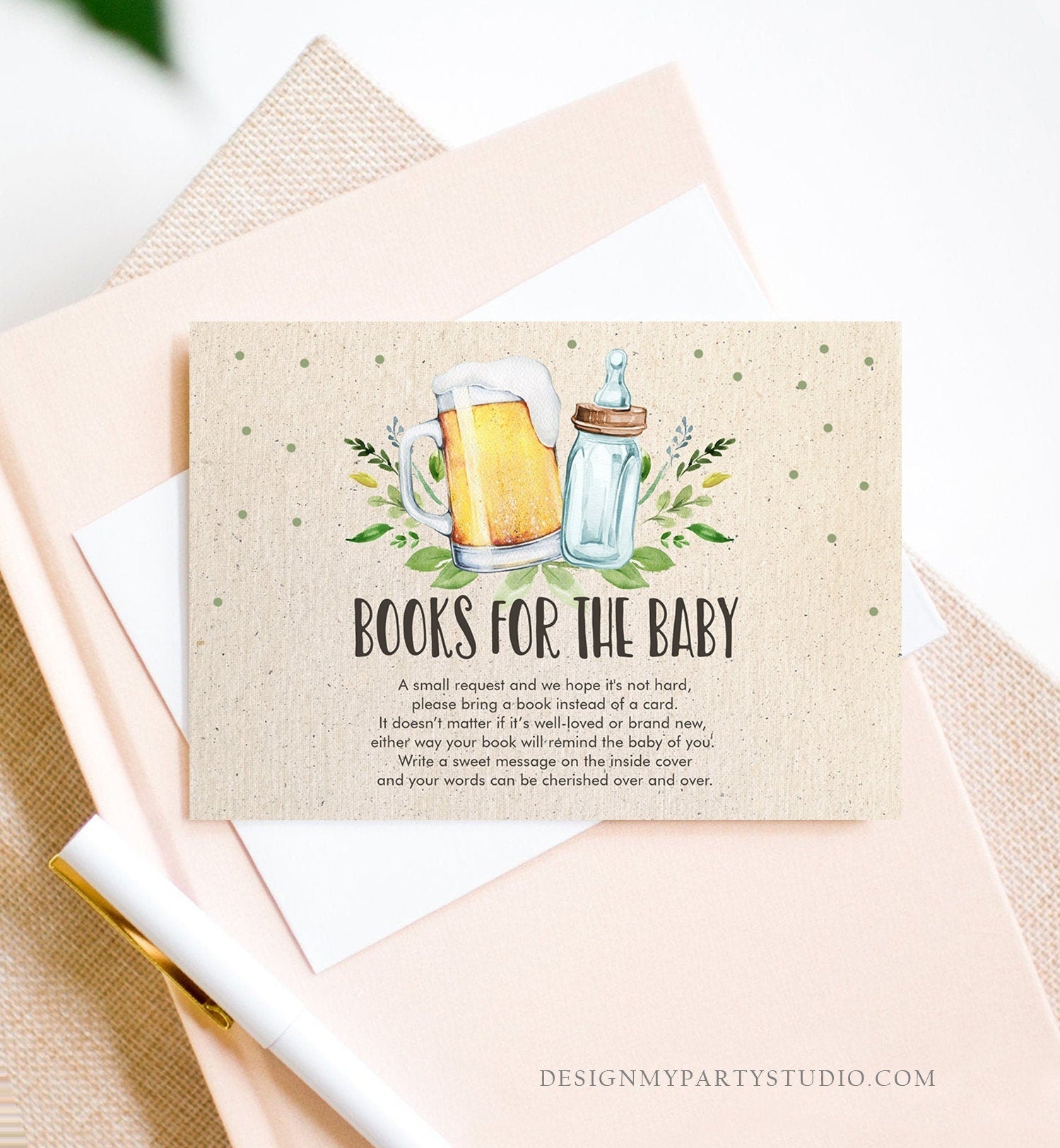 Editable Books for Baby Card Bring a Book Card Baby is Brewing Baby Shower Book Book Request Digital Download Template Printable 190