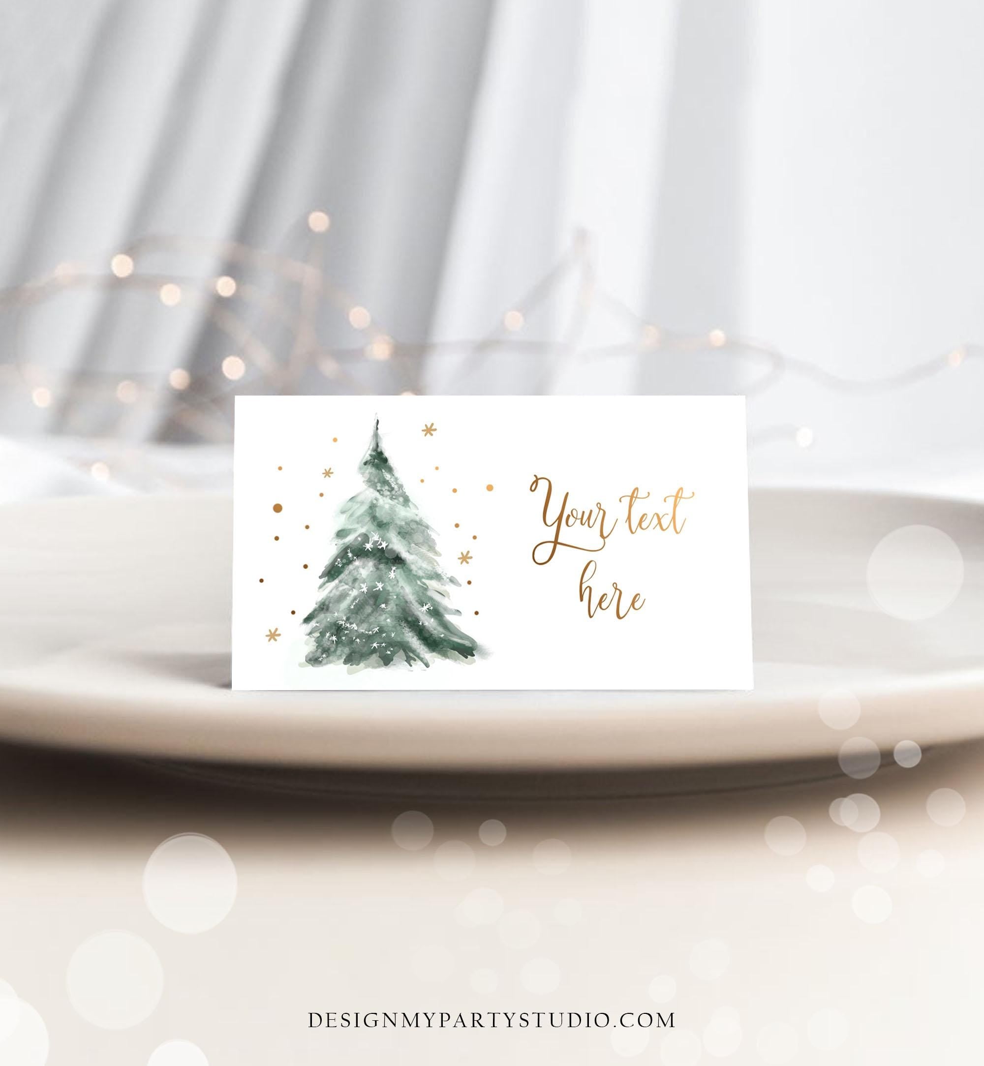 Editable Christmas Food Tent Cards Winter Tree Labels Winter Birthday Baby Shower Place Card Cold Outside Digital Template Printable 0363