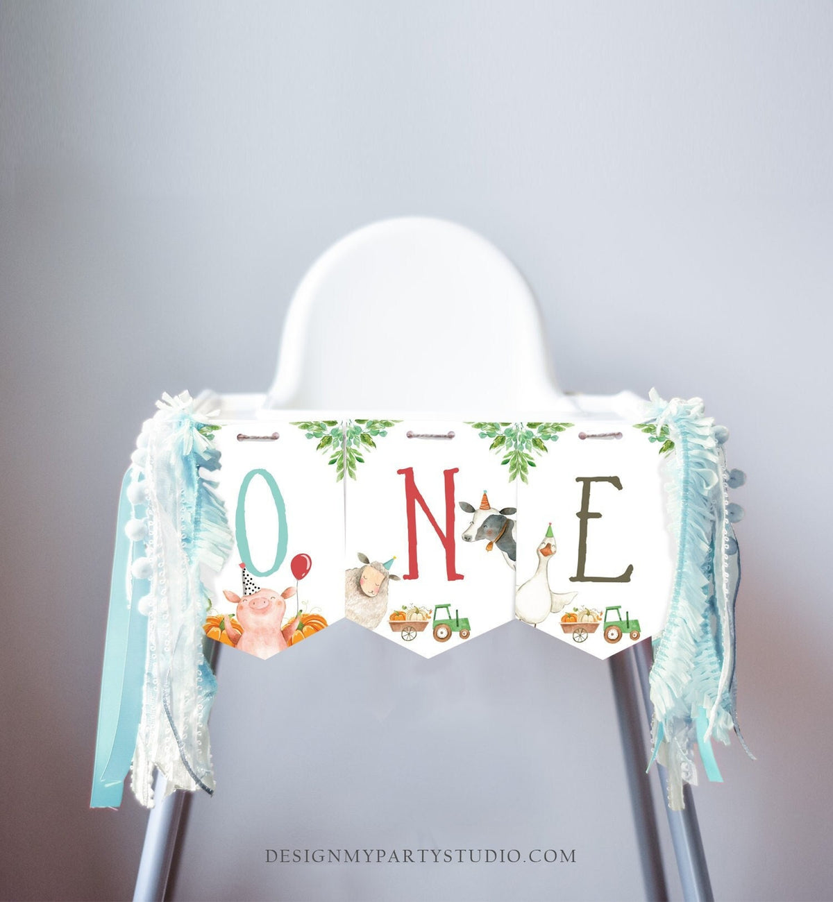 Boy Farm High Chair Banner Boy Farm 1st Birthday Banner High Chair One Banner Farm Animals 1st Pumpkin Fall Decor Digital Printable 0155