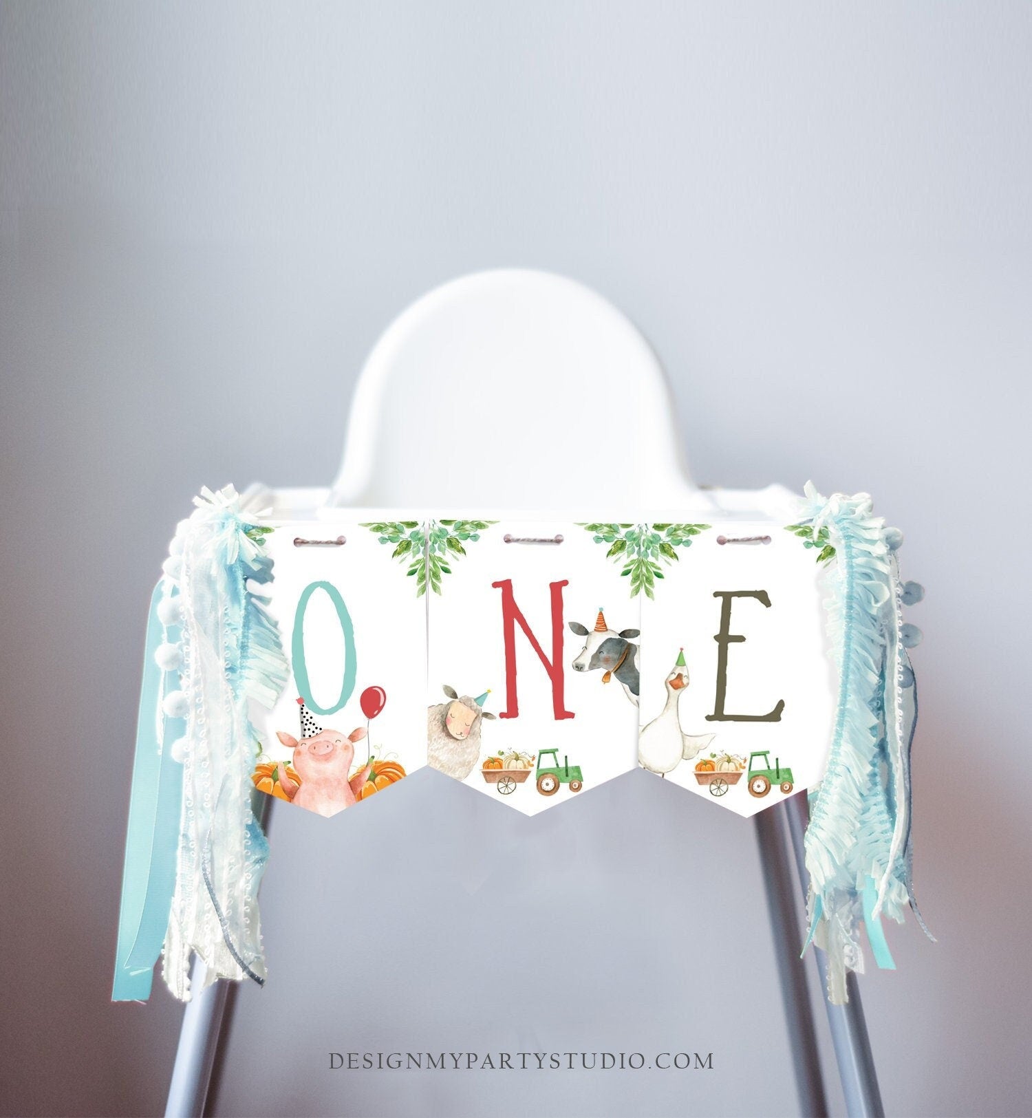 Boy Farm High Chair Banner Boy Farm 1st Birthday Banner High Chair One Banner Farm Animals 1st Pumpkin Fall Decor Digital Printable 0155