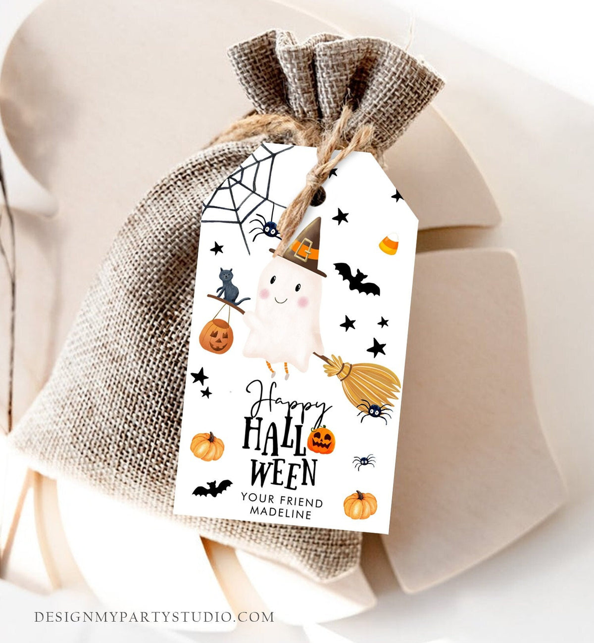 Editable Happy Halloween Gift Tags Trick Or Treat Favor Tag Ghost Treat Spooky Tag Digital Download Template Printable 0261 0479 0009