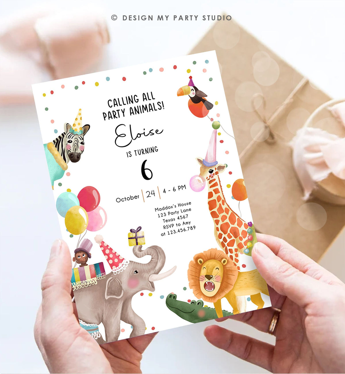 Editable Calling All Party Animals Birthday Invitation Wild One Jungle Zoo Safari Animals Boy Girl Digital Evite Template Printable 0482