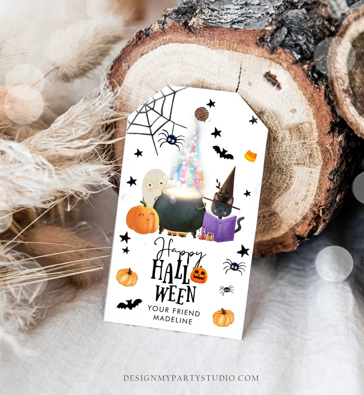 Editable Happy Halloween Gift Tags Trick Or Treat Favor Tag Spooky Ghost Treat Tag Digital Download Template Printable 0261 0480 0009