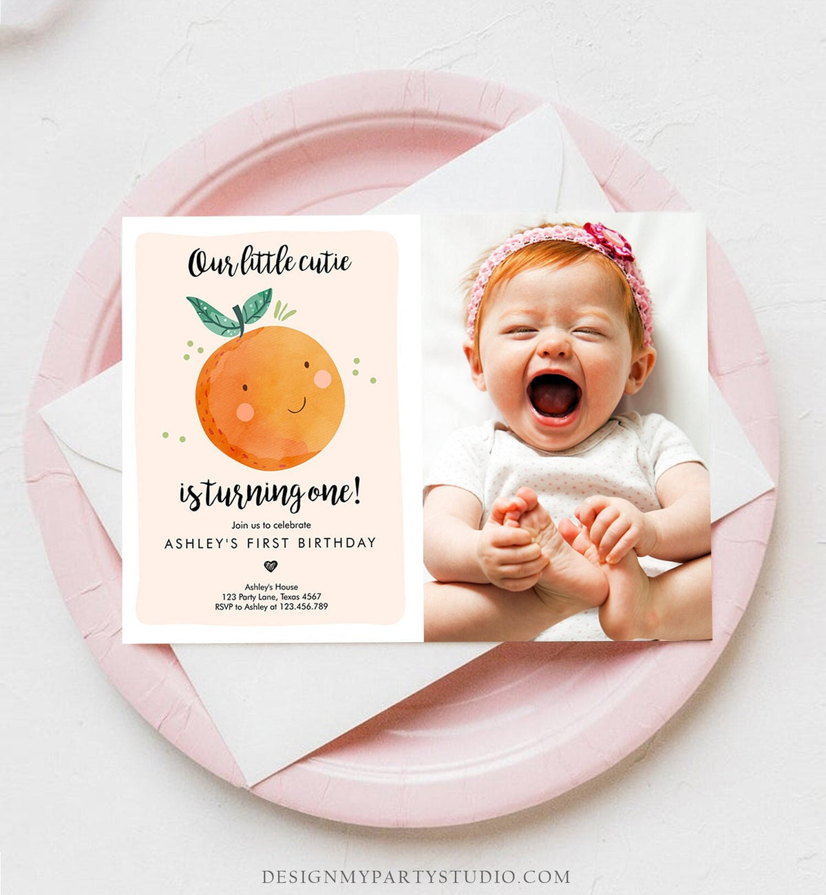 Editable Little Cutie Birthday Invitation Clementine Oranges Party Boy Girl Orange Citrus Digital Download Template Printable 0330