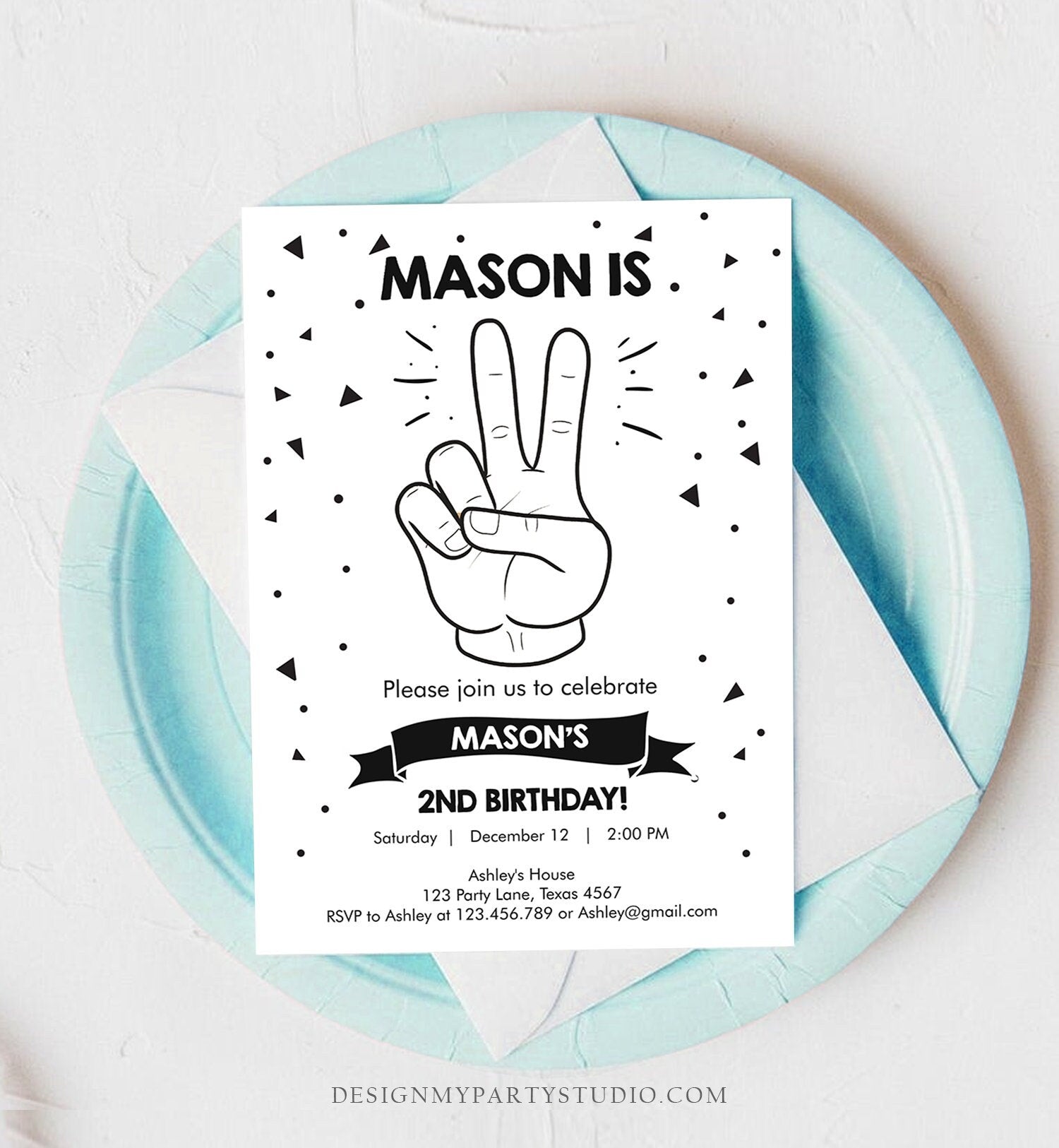 Editable Two Cool Birthday Invitation Boy Second Birthday Party 2nd I'm this Many I'm Two Cool Peace Hip Hop Digital Template Printable 0136