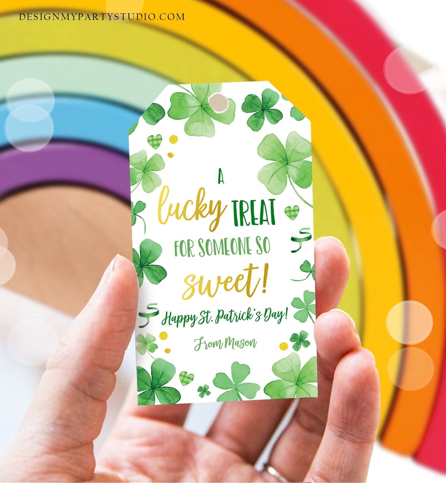 Editable St. Patrick's Day Tag Lucky Treat for Someone Sweet Friend School Classroom Gift Classmate Shamrock Digital Template Printable 0451