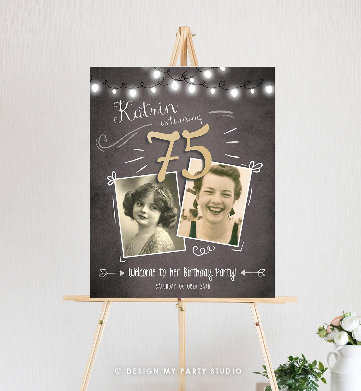 Editable Adult Birthday 90th 80th 70th Birthday Party Welcome Sign Poster Rustic Neutral Woman Men Decor Digital Template Printable 0230