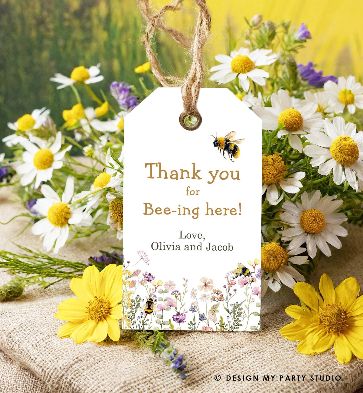 Editable Rustic Bee Favor Tags Bee Gender Reveal Baby Shower Honey Bee Birthday Thank You for Bee-ing Here Digital Template Printable 0502