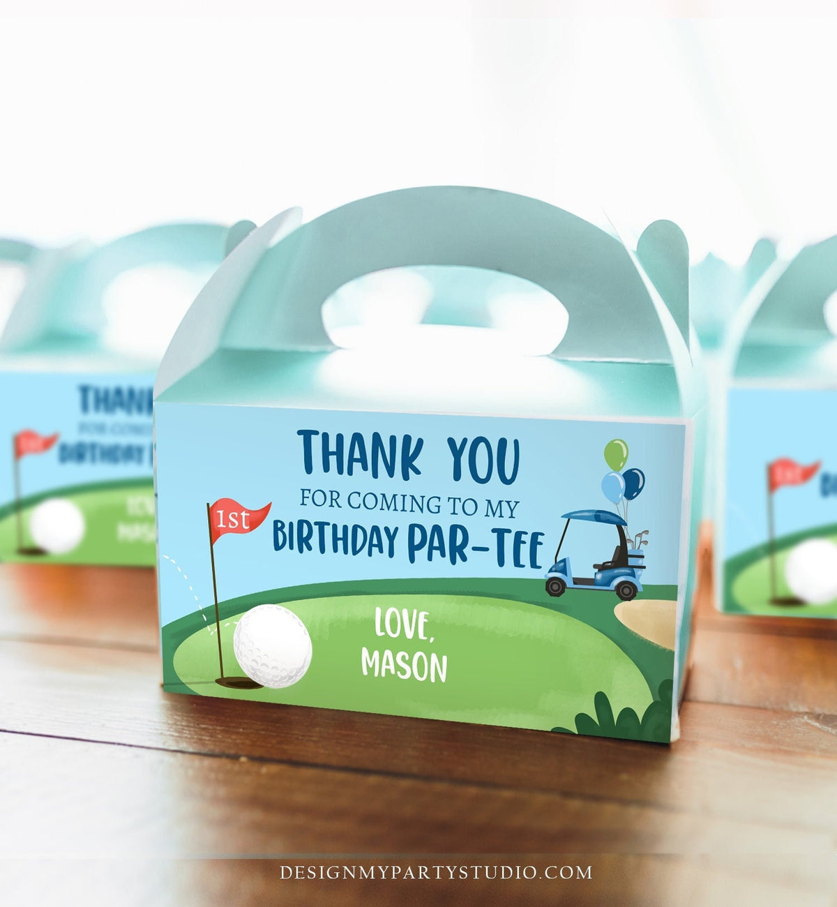 Editable Hole in One Gable Box Label Golf Boy Birthday Party Golf Gift Favor Par-tee Golfing 1st Digital Download Template Printable 0405