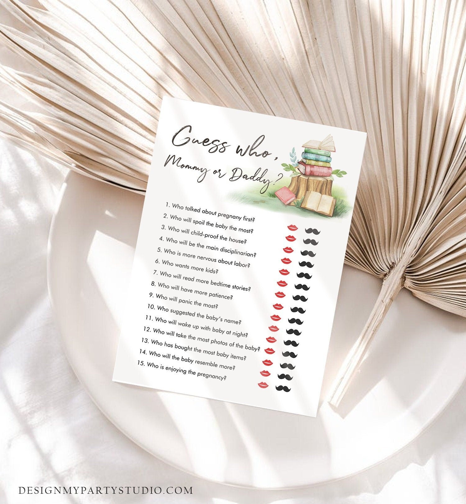 Editable Mommy or Daddy Baby Shower Game Guess Who Mom Dad Storybook Baby Shower Book Themed Gender Neutral Digital Template Printable 0427