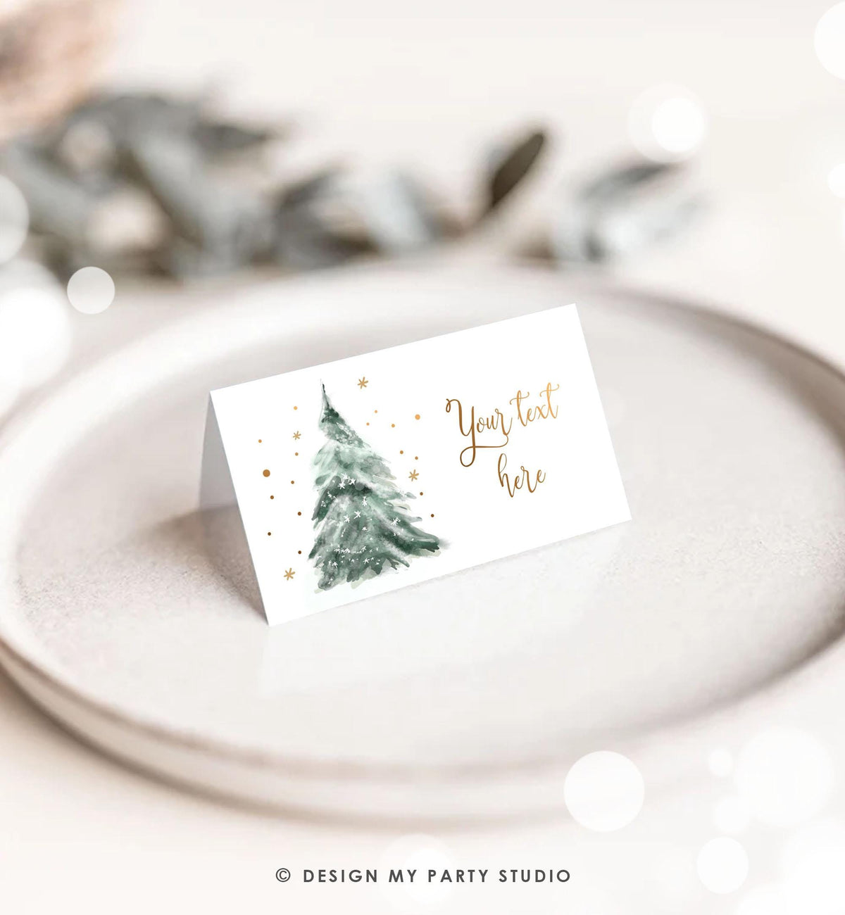 Editable Christmas Food Tent Cards Winter Tree Labels Winter Birthday Baby Shower Place Card Cold Outside Digital Template Printable 0363