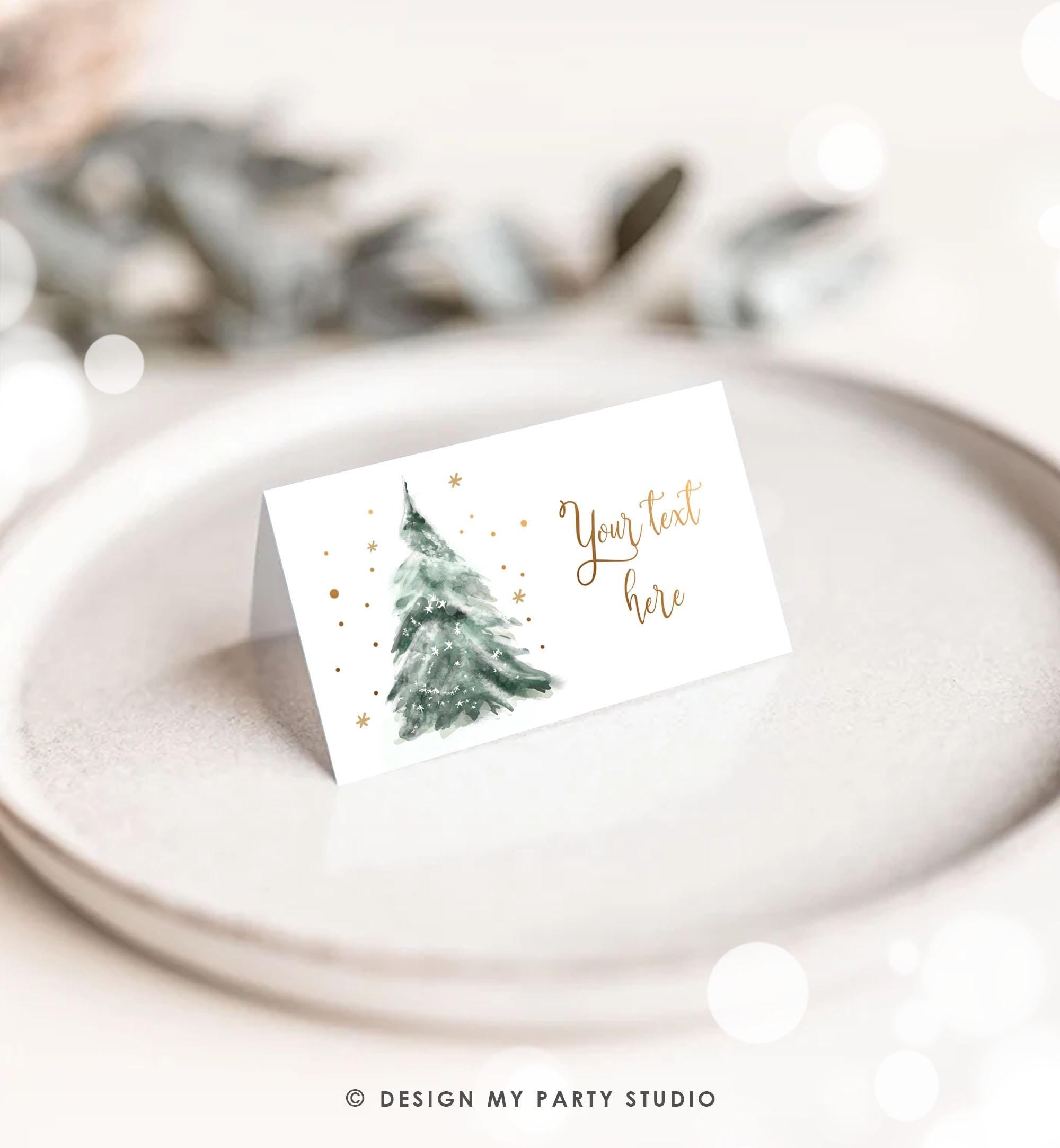 Editable Christmas Food Tent Cards Winter Tree Labels Winter Birthday Baby Shower Place Card Cold Outside Digital Template Printable 0363