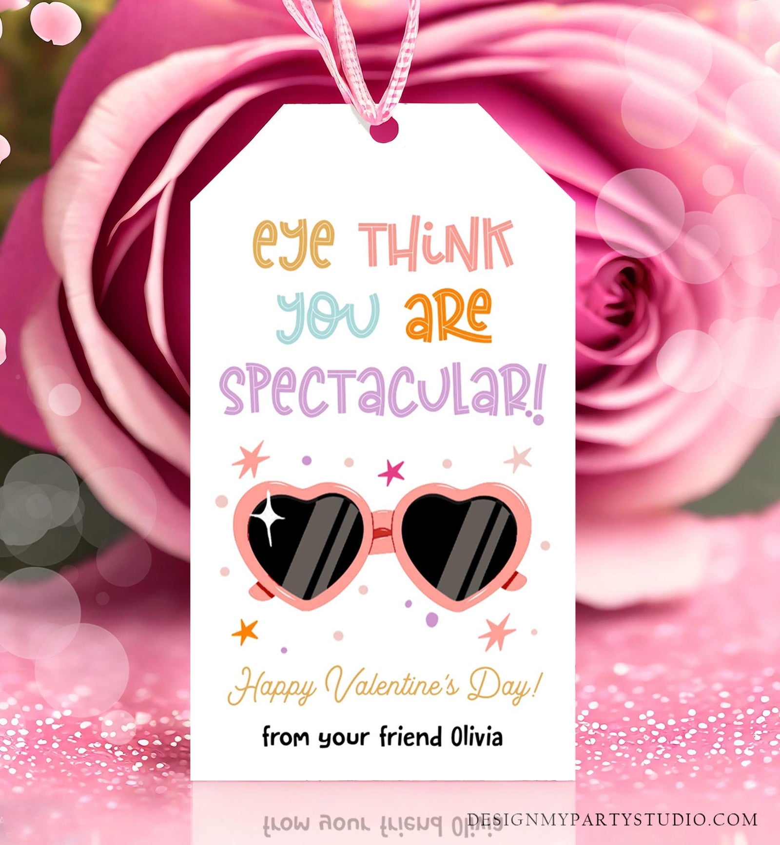 Editable Sunglasses Valentines Tag Valentines Glasses Eye Think You Are Spectacular Non Candy Kids School Classroom Template Printable 0370