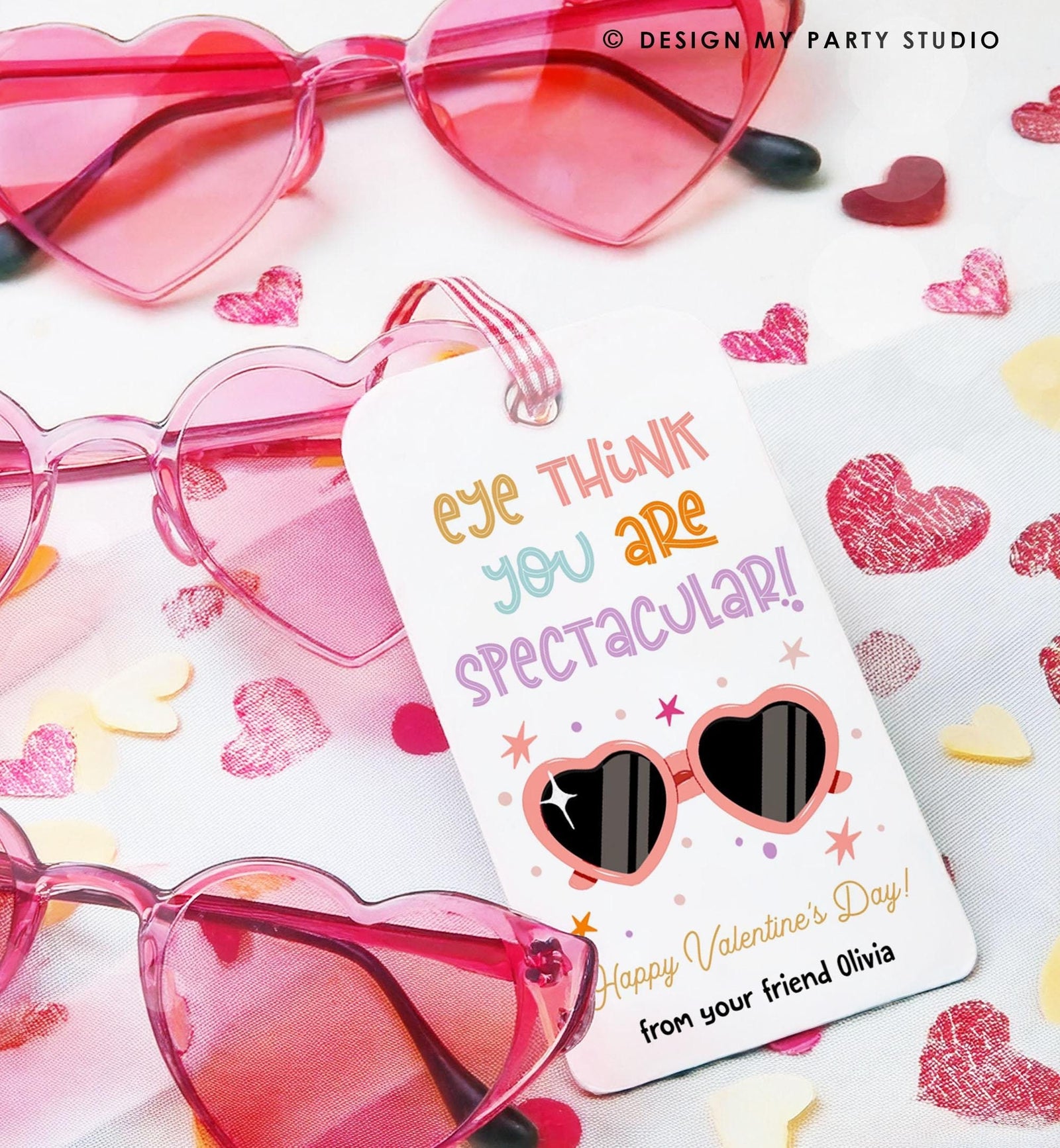 Editable Sunglasses Valentines Tag Valentines Glasses Eye Think You Are Spectacular Non Candy Kids School Classroom Template Printable 0370
