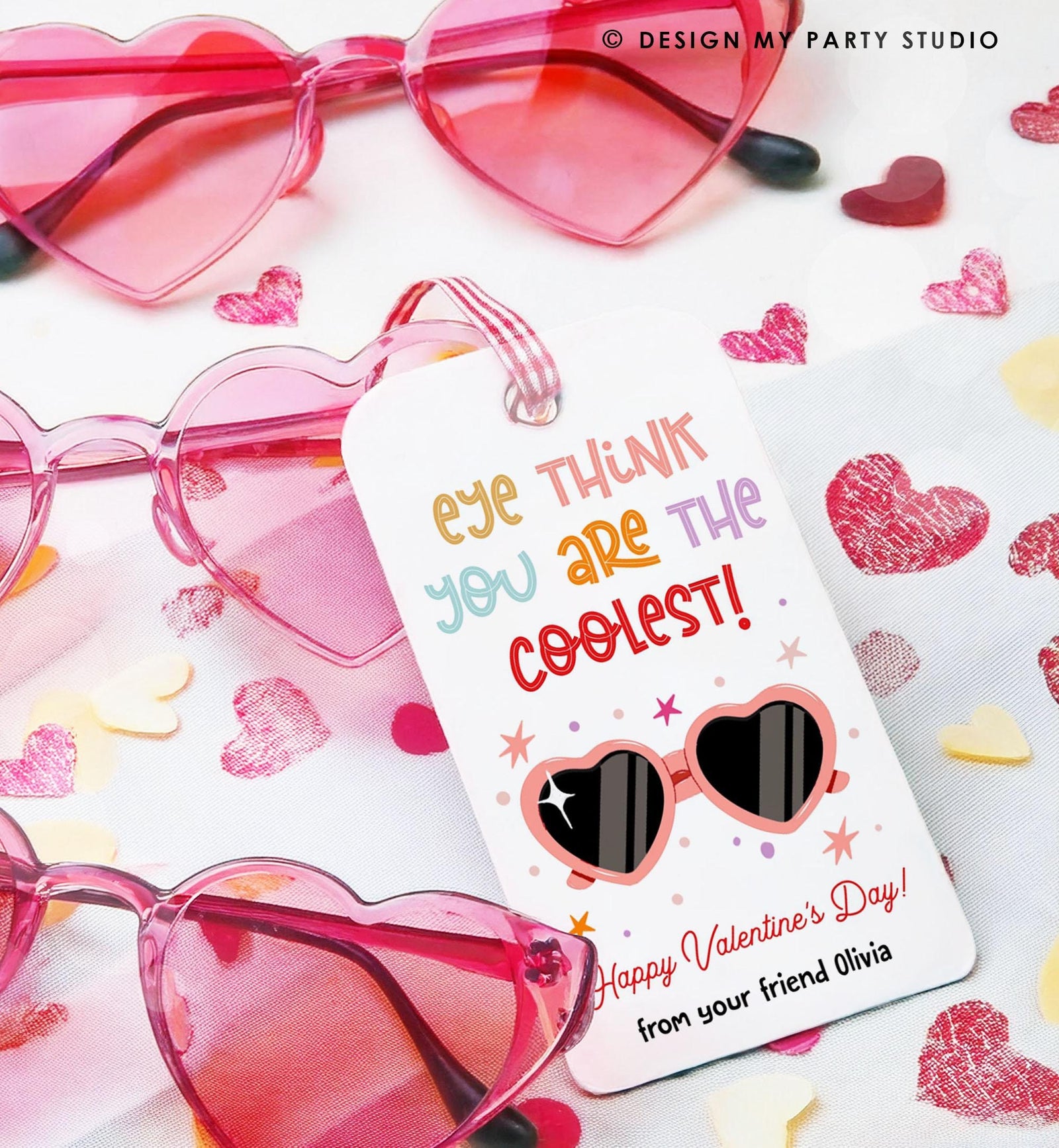 Editable Sunglasses Valentines Tag Valentines Glasses Eye Think You are The Coolest Non Candy Kids School Classroom Template Printable 0370