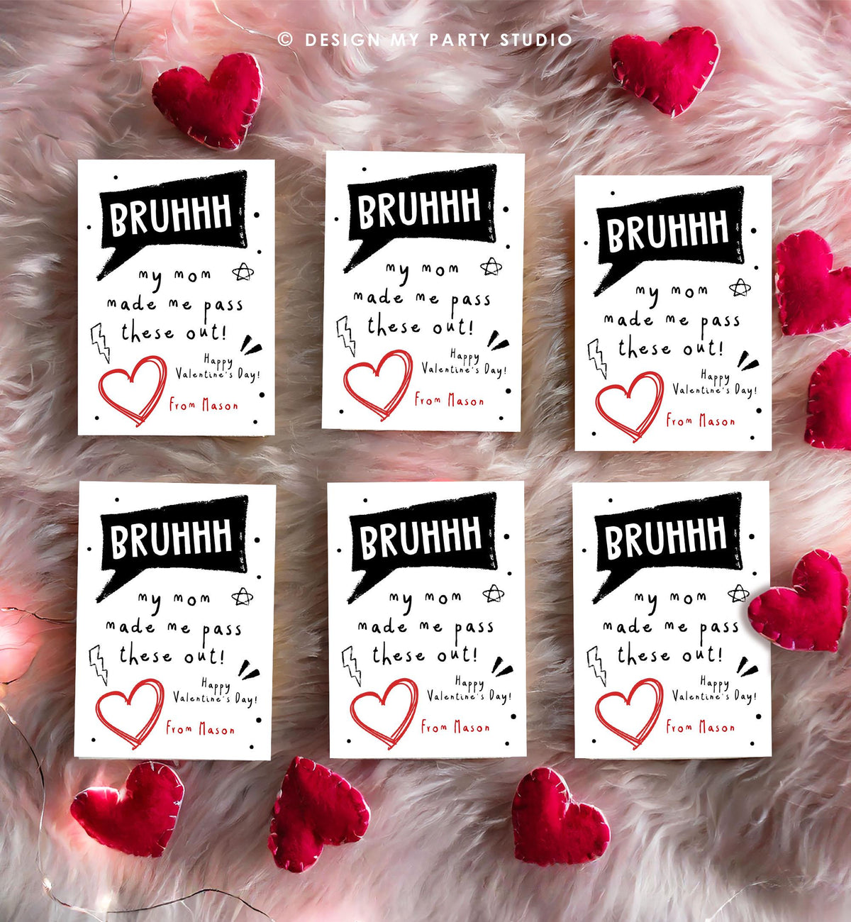 Editable Funny Valentine&#39;s Day Card Slang Valentine Kids Bruh Teen Boys Tween Tag Kids School Classroom Card Digital Template Printable 0370