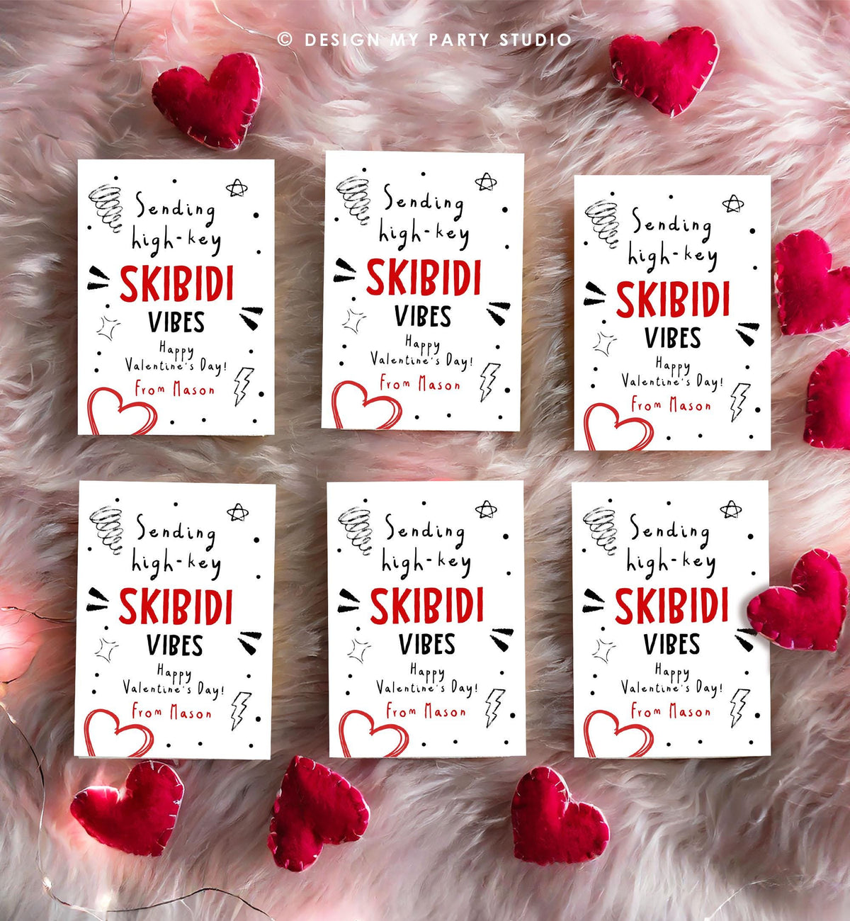 Editable Funny Valentine&#39;s Day Card Slang Valentine Kids Skibidi Teen Boys Tween Tag Kids School Classroom Digital Template Printable 0370