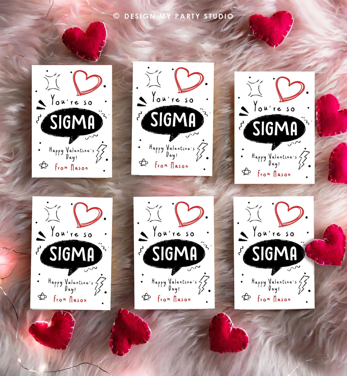 Editable Funny Valentine&#39;s Day Card Slang Valentine Kids Sigma Teen Boys Tween Tag Kids School Classroom Digital Template Printable 0370