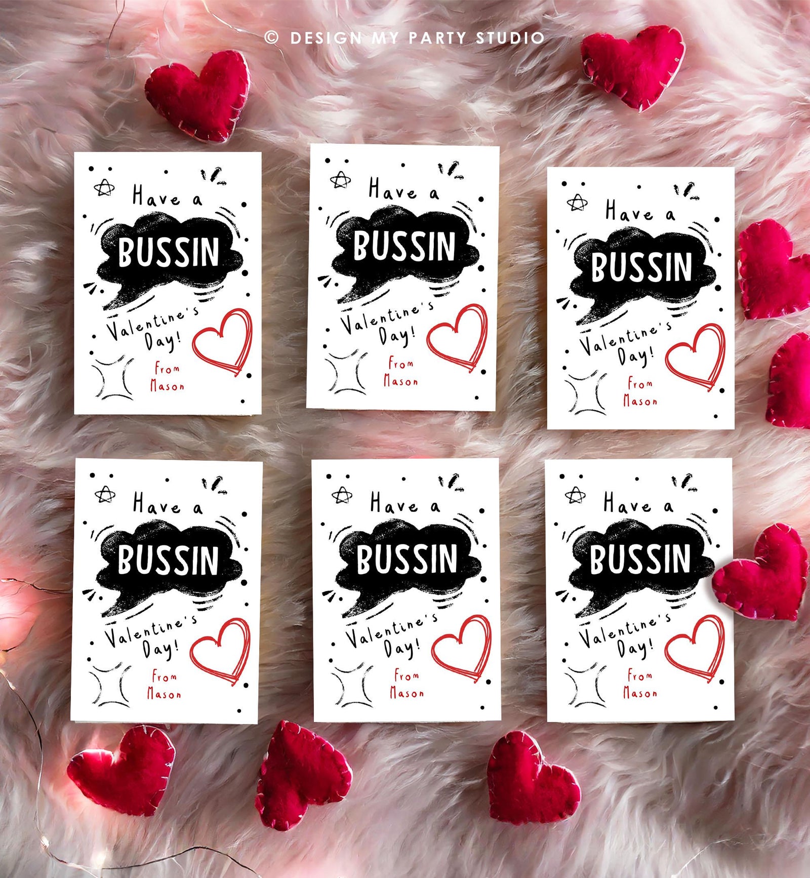 Editable Funny Valentine's Day Card Slang Valentine Kids Bussin Teen Boys Tween Tag Kids School Classroom Digital Template Printable 0370
