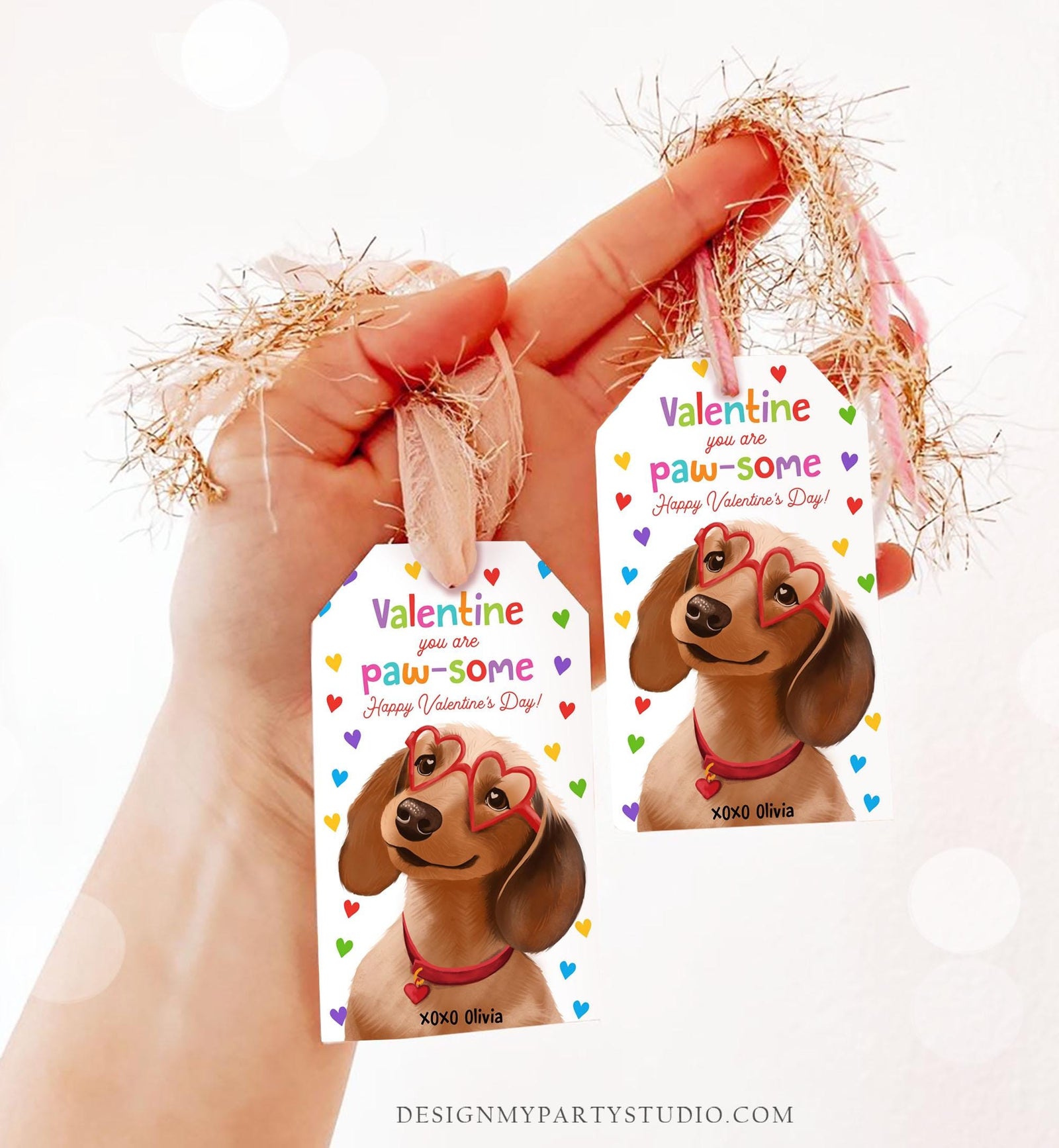 Editable Valentine's Day Tag You're Pawsome Dog Valentine Gift Tag Puppy Kids School Classroom Card Digital Download Template Printable 0370