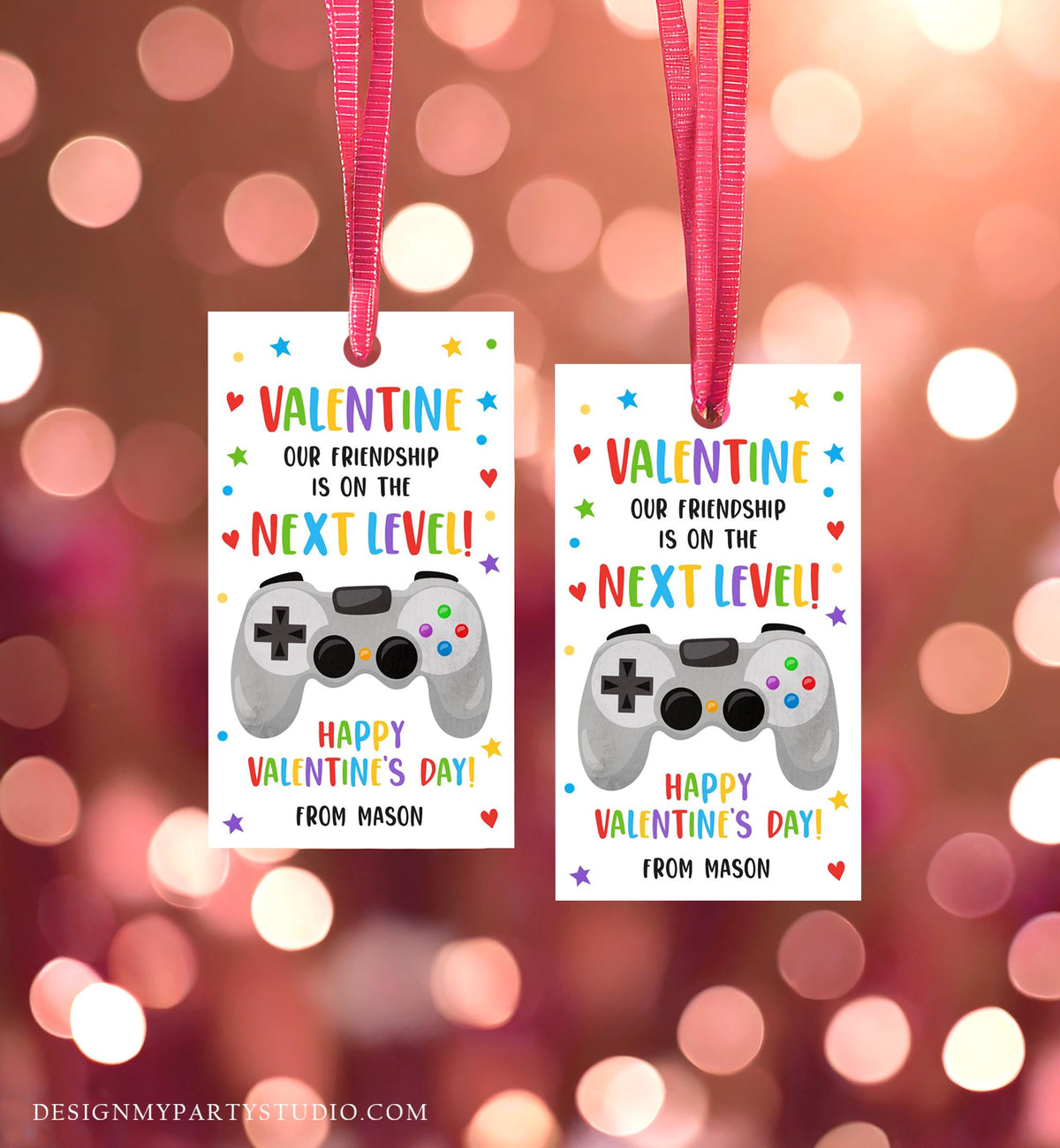 Editable Next Level Gaming Valentines Day Gift Tag Our Friendship Video Game Gamer Non-Candy Kids School Classroom Template Printable 0370