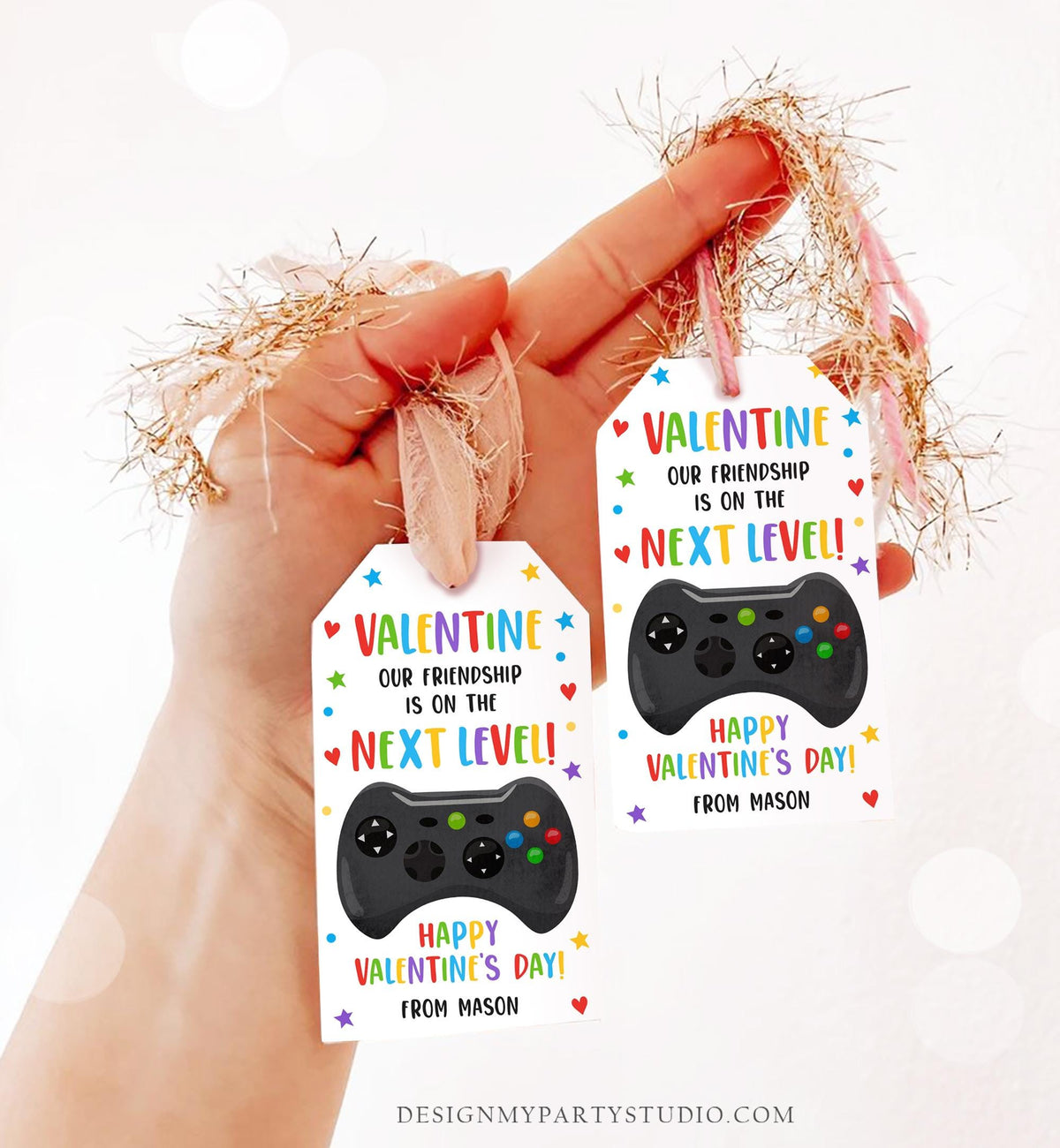 Editable Next Level Gaming Valentines Day Gift Tag Our Friendship Video Game Gamer Non-Candy Kids School Classroom Template Printable 0370