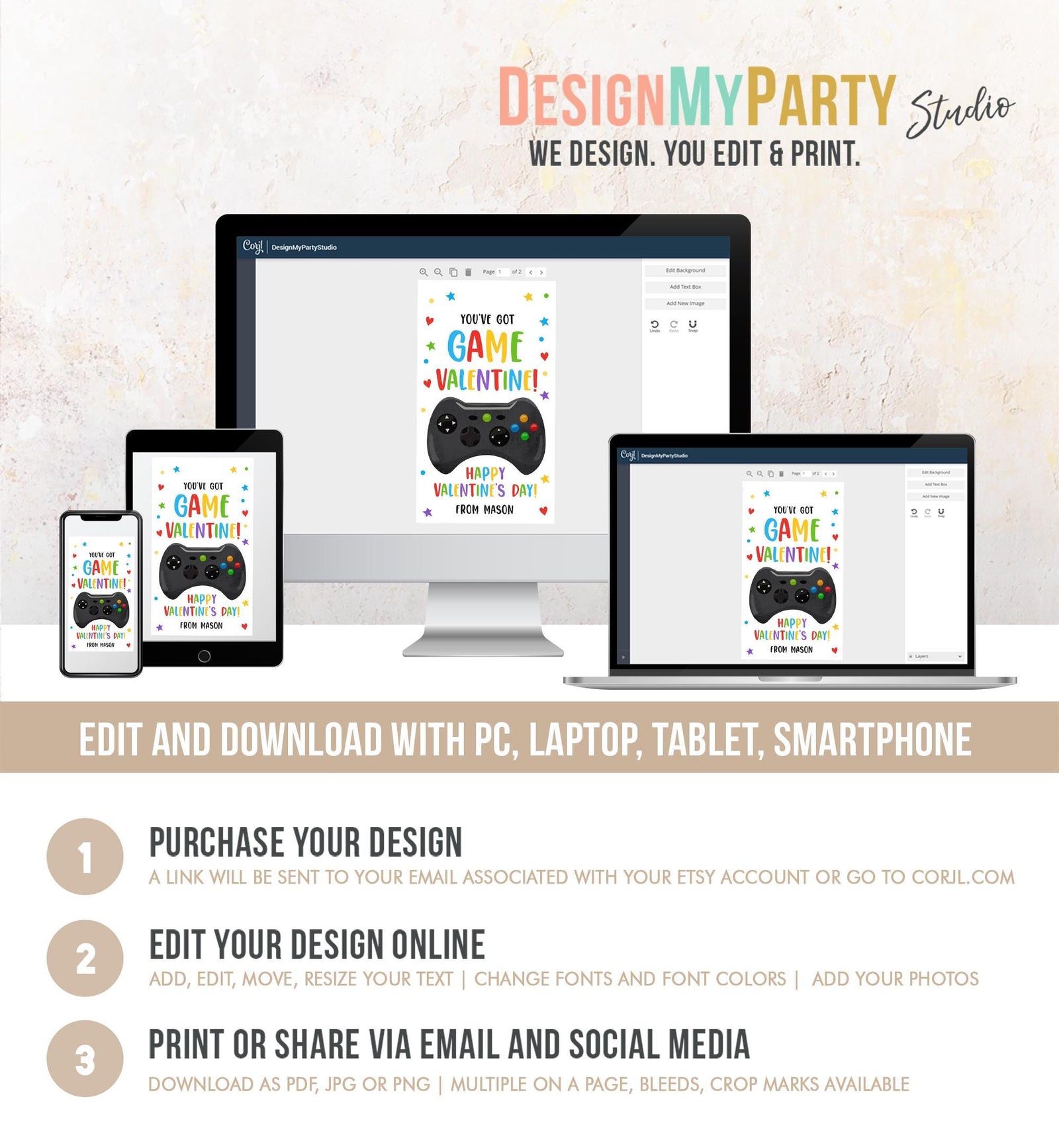 Editable You've Got Game Valentines Day Gift Tag Gaming Video Game Gamer Non-Candy Kids School Classroom Template Printable 0370