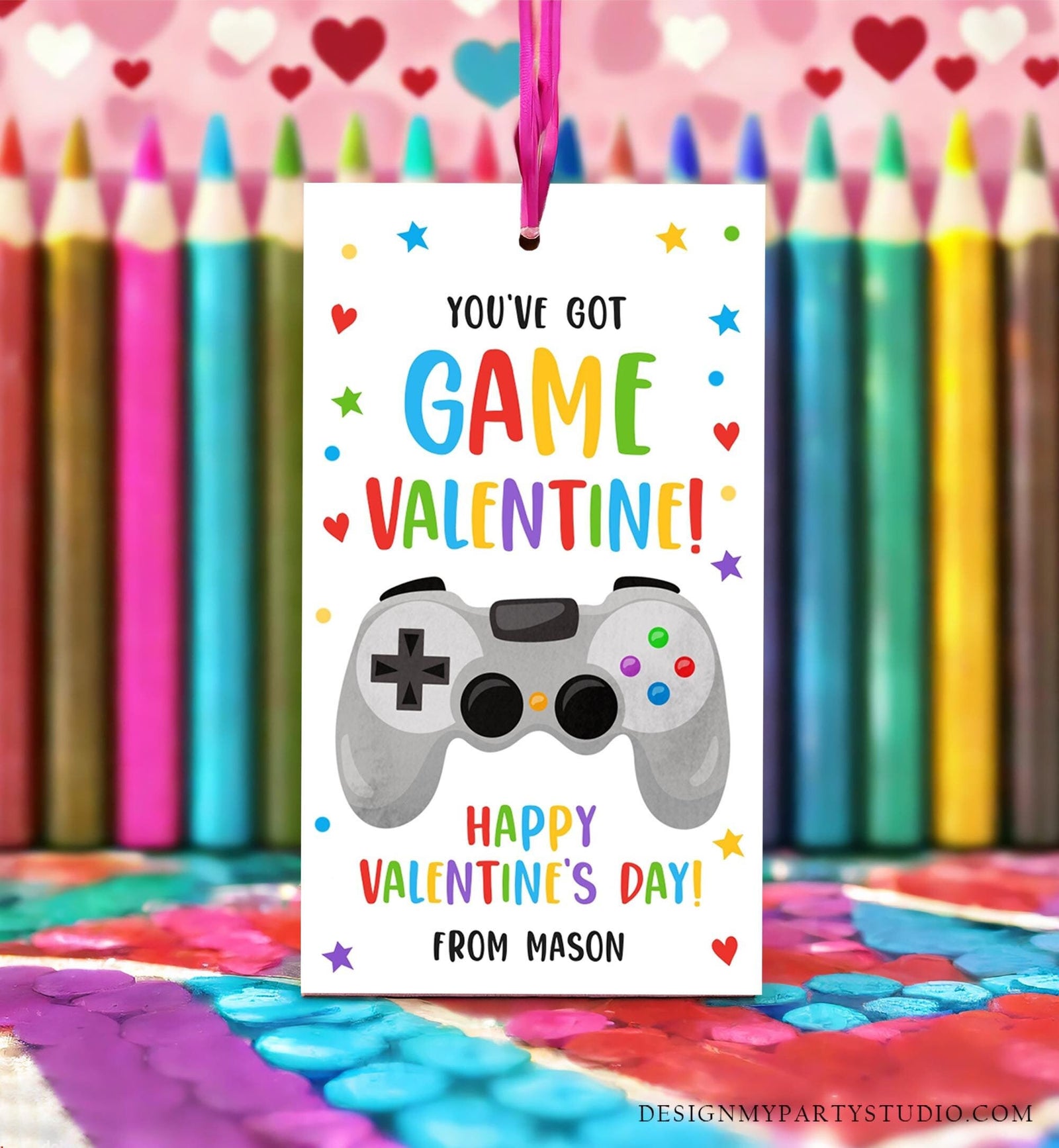 Editable You've Got Game Valentines Day Gift Tag Gaming Video Game Gamer Non-Candy Kids School Classroom Template Printable 0370