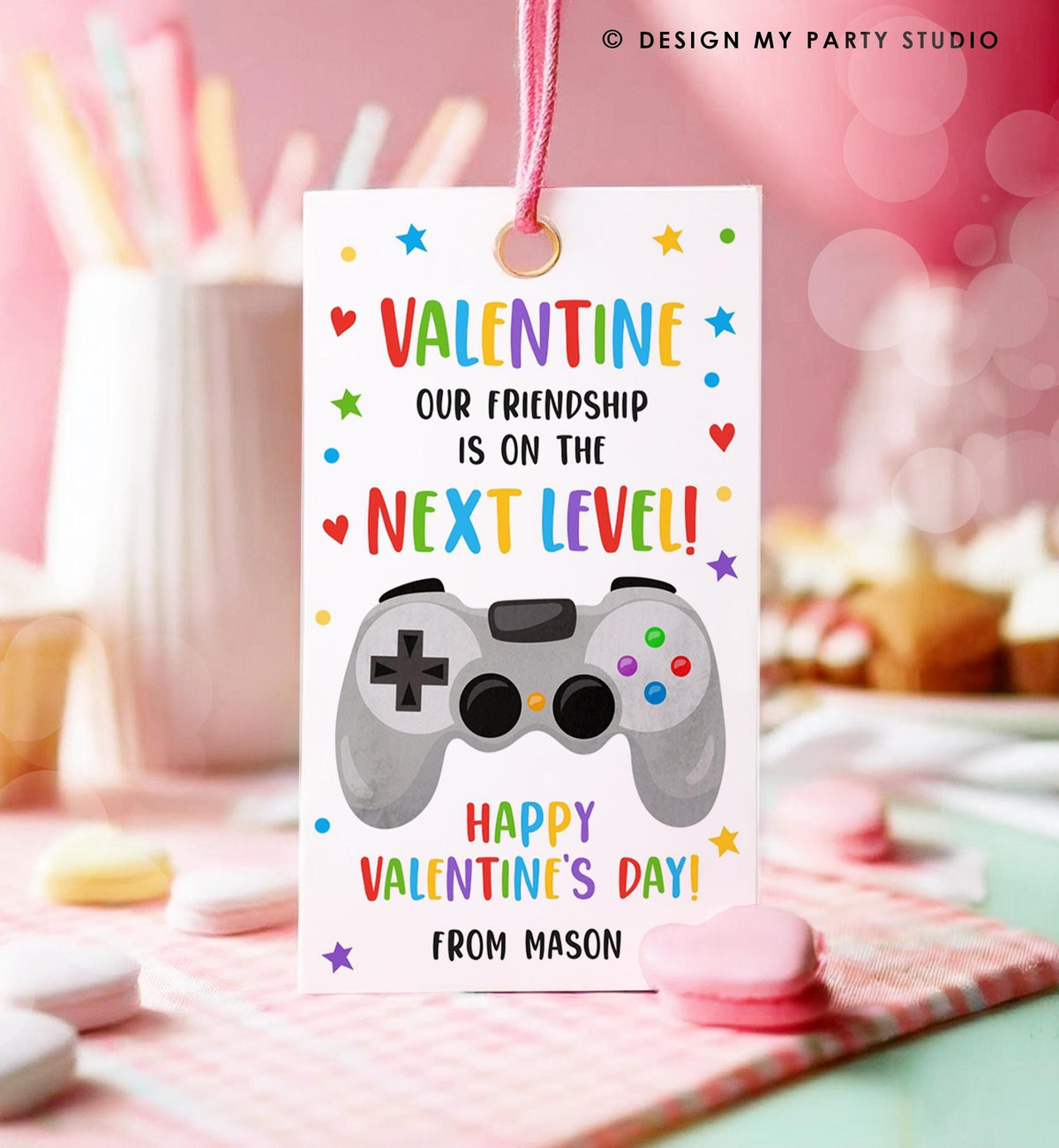 Editable Next Level Gaming Valentines Day Gift Tag Our Friendship Video Game Gamer Non-Candy Kids School Classroom Template Printable 0370