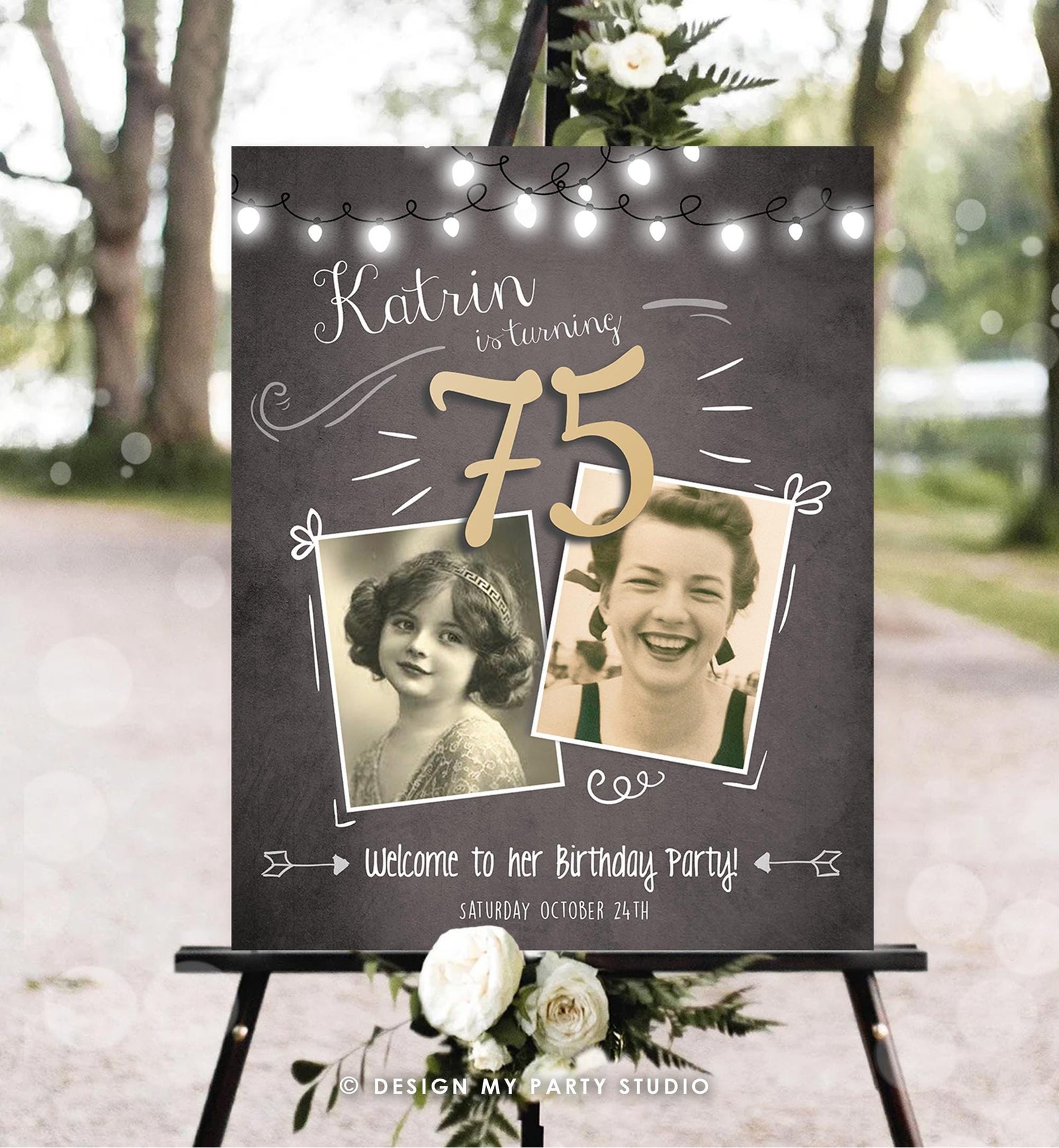 Editable Adult Birthday 90th 80th 70th Birthday Party Welcome Sign Poster Rustic Neutral Woman Men Decor Digital Template Printable 0230