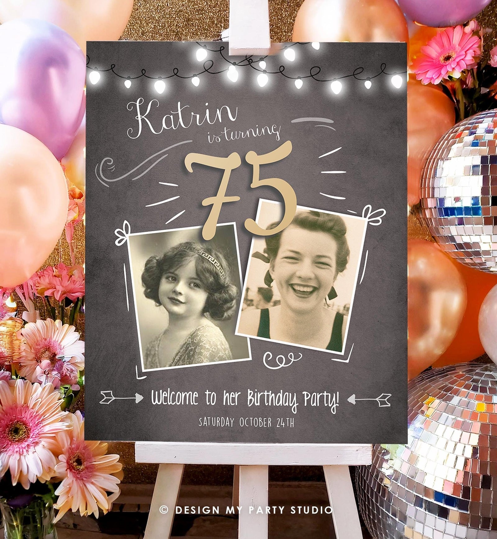 Editable Adult Birthday 90th 80th 70th Birthday Party Welcome Sign Poster Rustic Neutral Woman Men Decor Digital Template Printable 0230