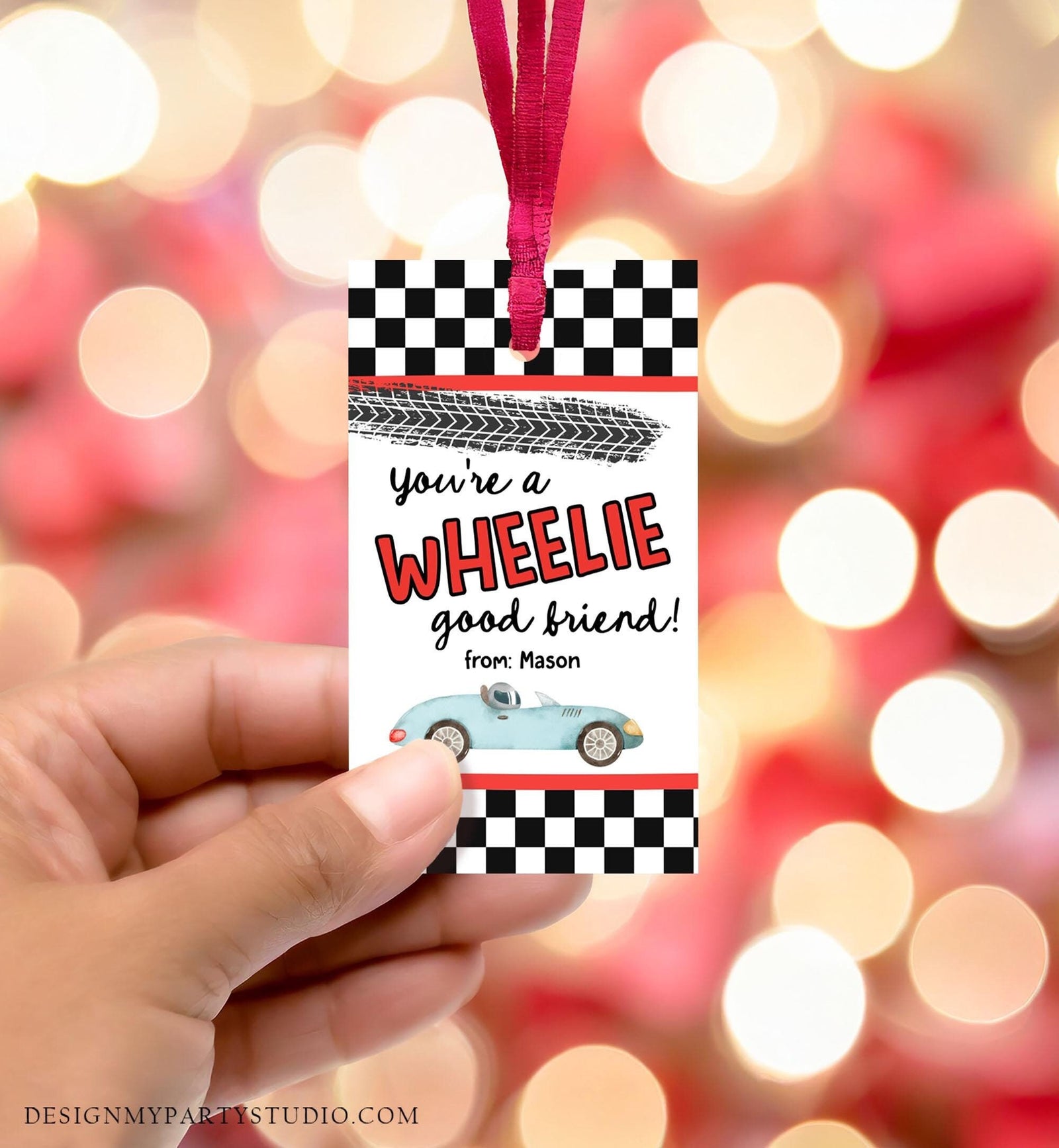 Editable Car Themed Valentine's Day Gift Tag Wheelie Good Friend Valentine Card Boys Favor Classroom School Digital Download Printable 0370