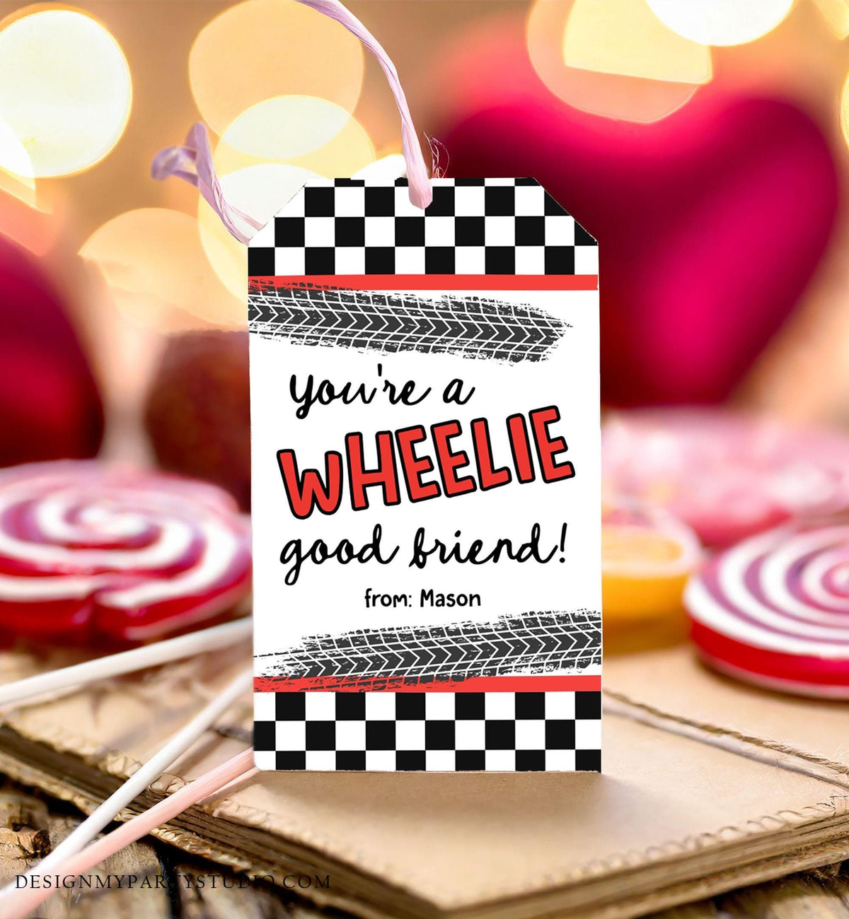 Editable Car Themed Valentine&#39;s Day Gift Tag Wheelie Good Friend Valentine Card Boys Favor Classroom School Digital Download Printable 0370