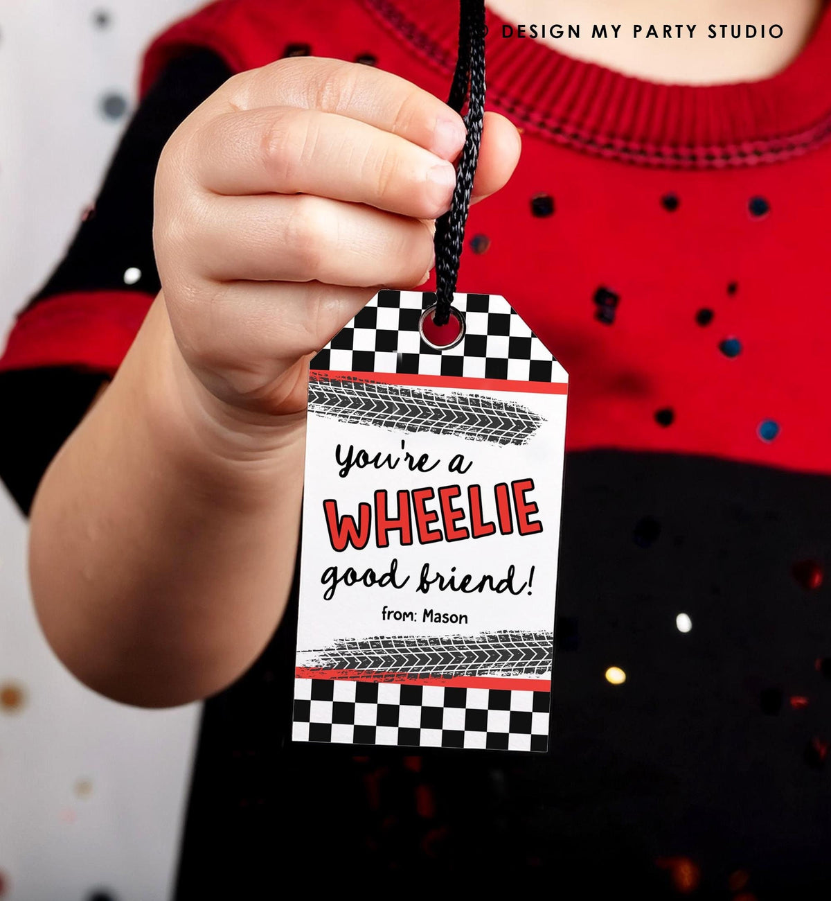 Editable Car Themed Valentine&#39;s Day Gift Tag Wheelie Good Friend Valentine Card Boys Favor Classroom School Digital Download Printable 0370