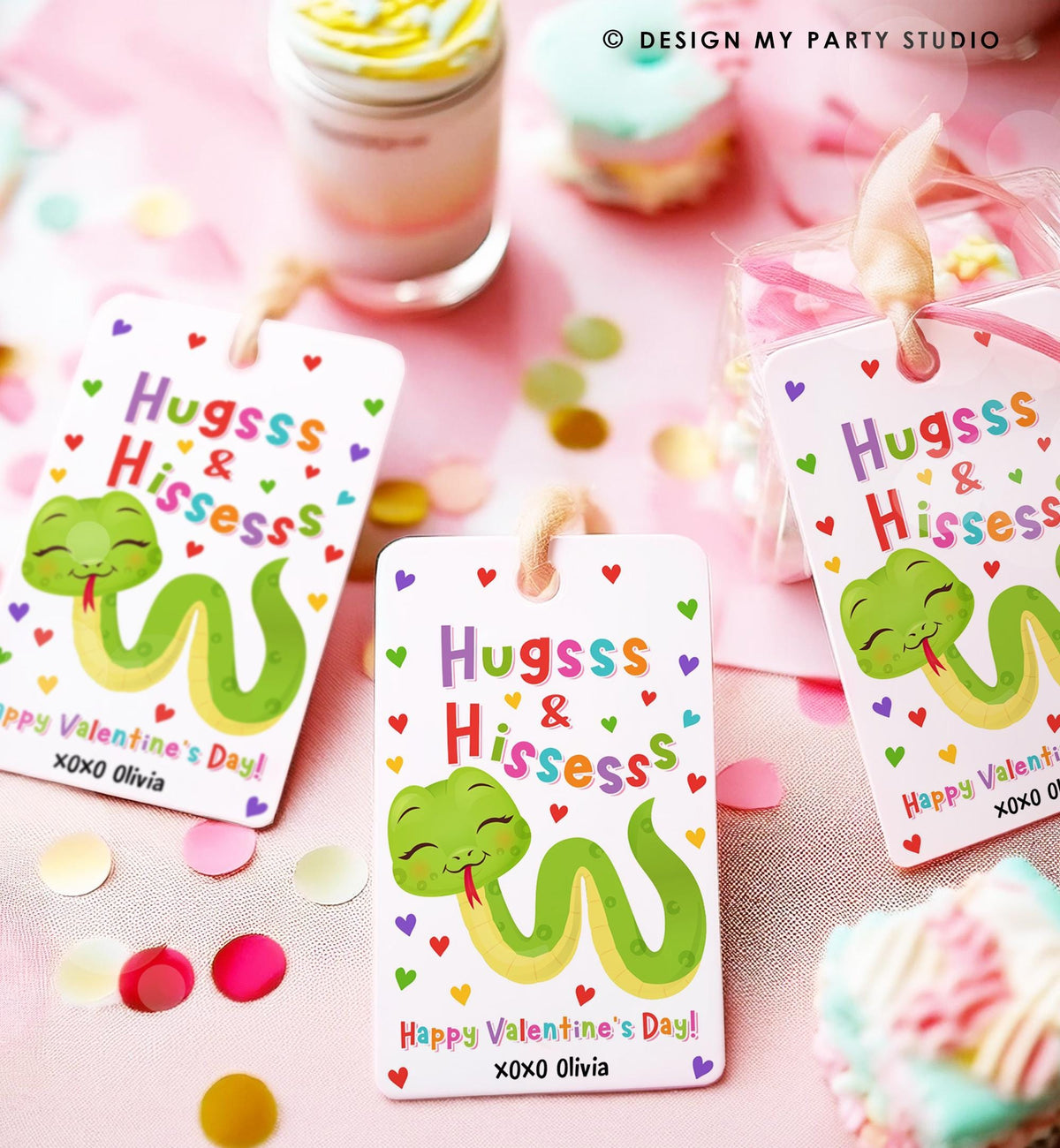 Editable Hugs and Hisses Valentines Day Gift Tag Valentine Snake Reptile Goody Bag Favor Kids School Classroom Template Printable 0370