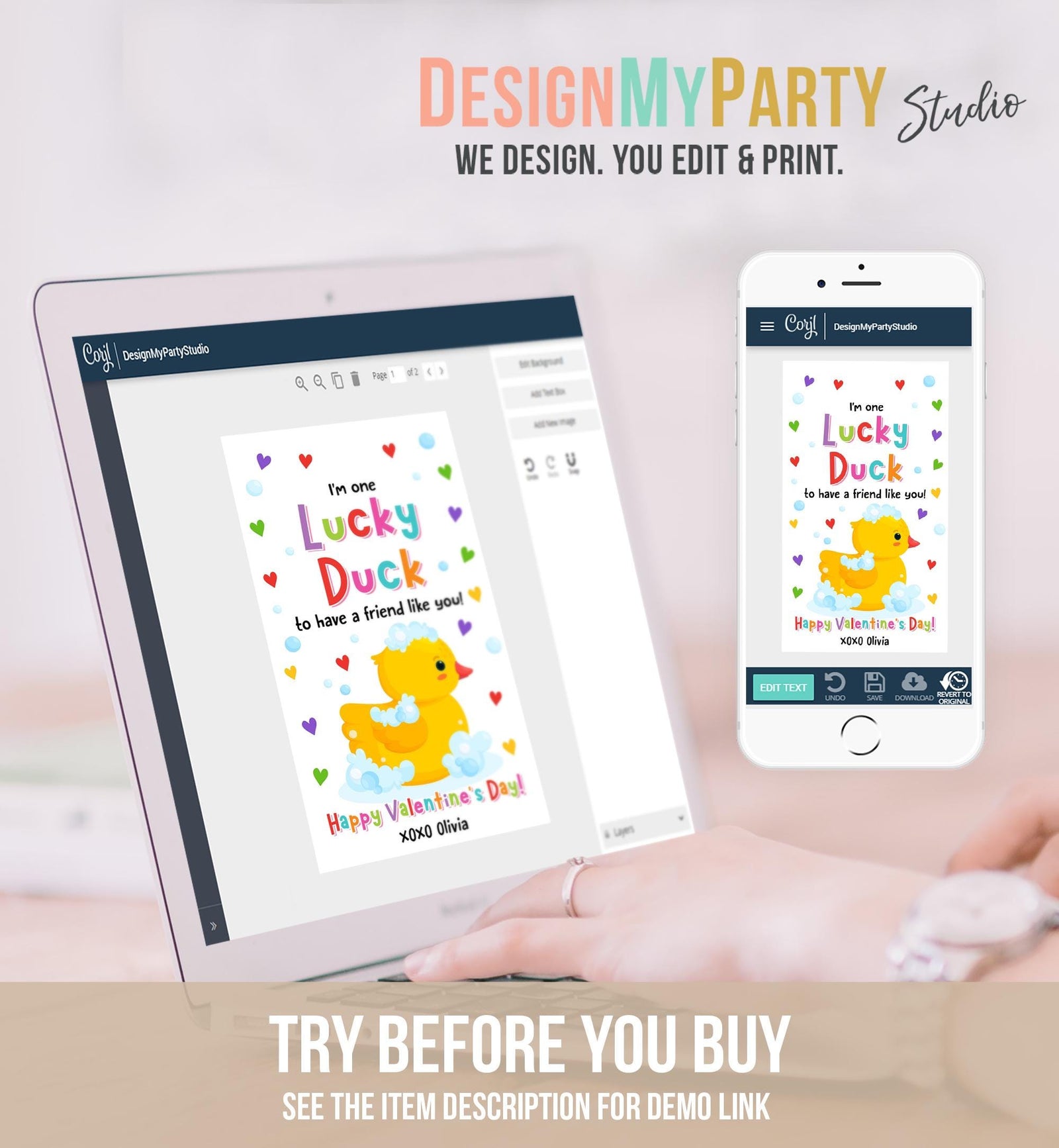 Editable One Lucky Duck Valentines Day Gift Tag Valentine Bath Rubber Duck Non Candy Favor Kids School Classroom Template Printable 0370