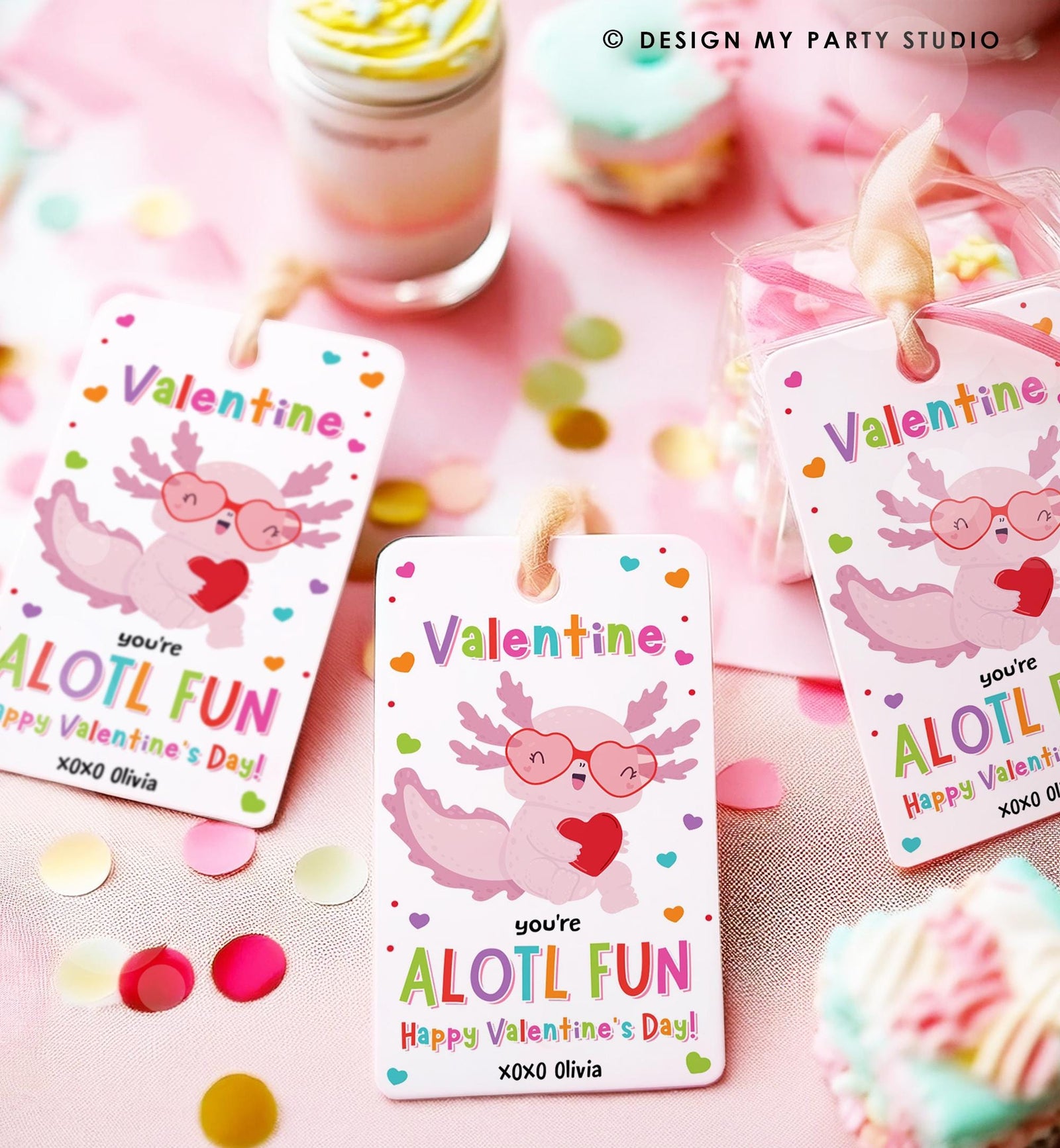 Editable Axolotl You're Alotl Fun Valentines Day Gift Tag Valentine Fish Ocean Goody Bag Favor Kids School Classroom Template Printable 0370