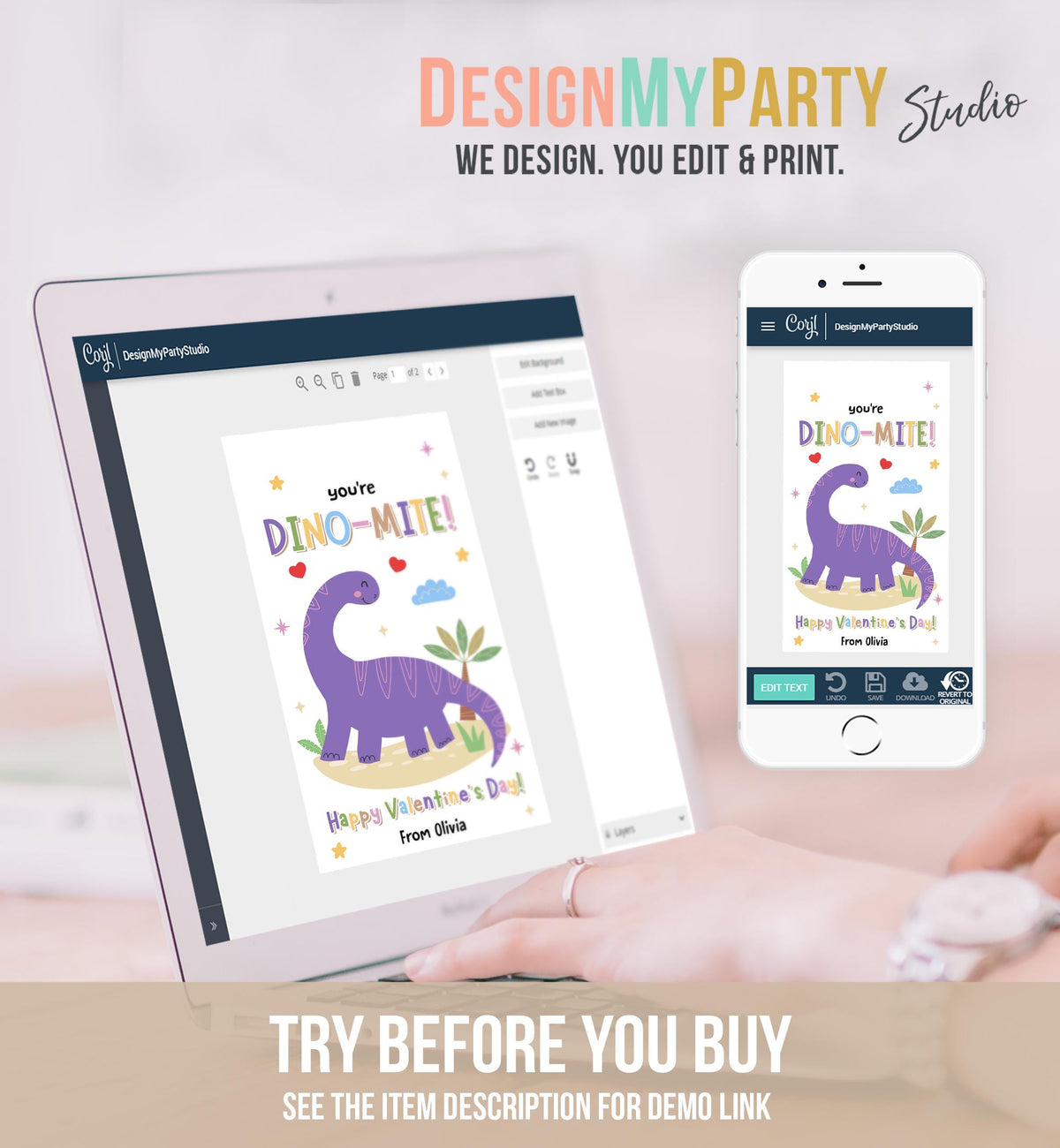 Editable You&#39;re Dino-Mite Valentines Day Gift Tag Dinosaur Dino Dinomite Card Favor Kids School Classroom Template Printable 0370