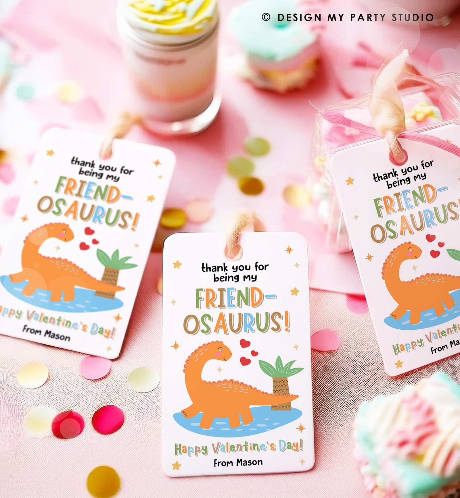 Editable Friend-Osaurus Valentines Day Gift Tag Dinosaur Dino Friendosaurus Card Favor Kids School Classroom Template Printable 0370