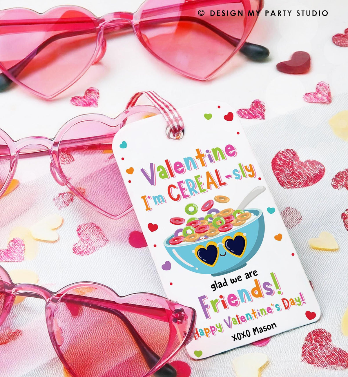 Editable I&#39;m Cereal-Sly Glad We Are Friends Valentines Day Gift Tag Valentine Breakfast Cereal Kids School Classroom Template Printable 0370