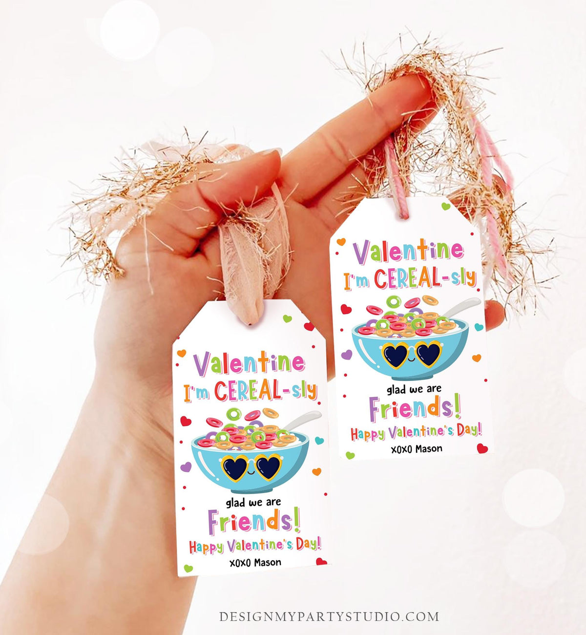 Editable I&#39;m Cereal-Sly Glad We Are Friends Valentines Day Gift Tag Valentine Breakfast Cereal Kids School Classroom Template Printable 0370