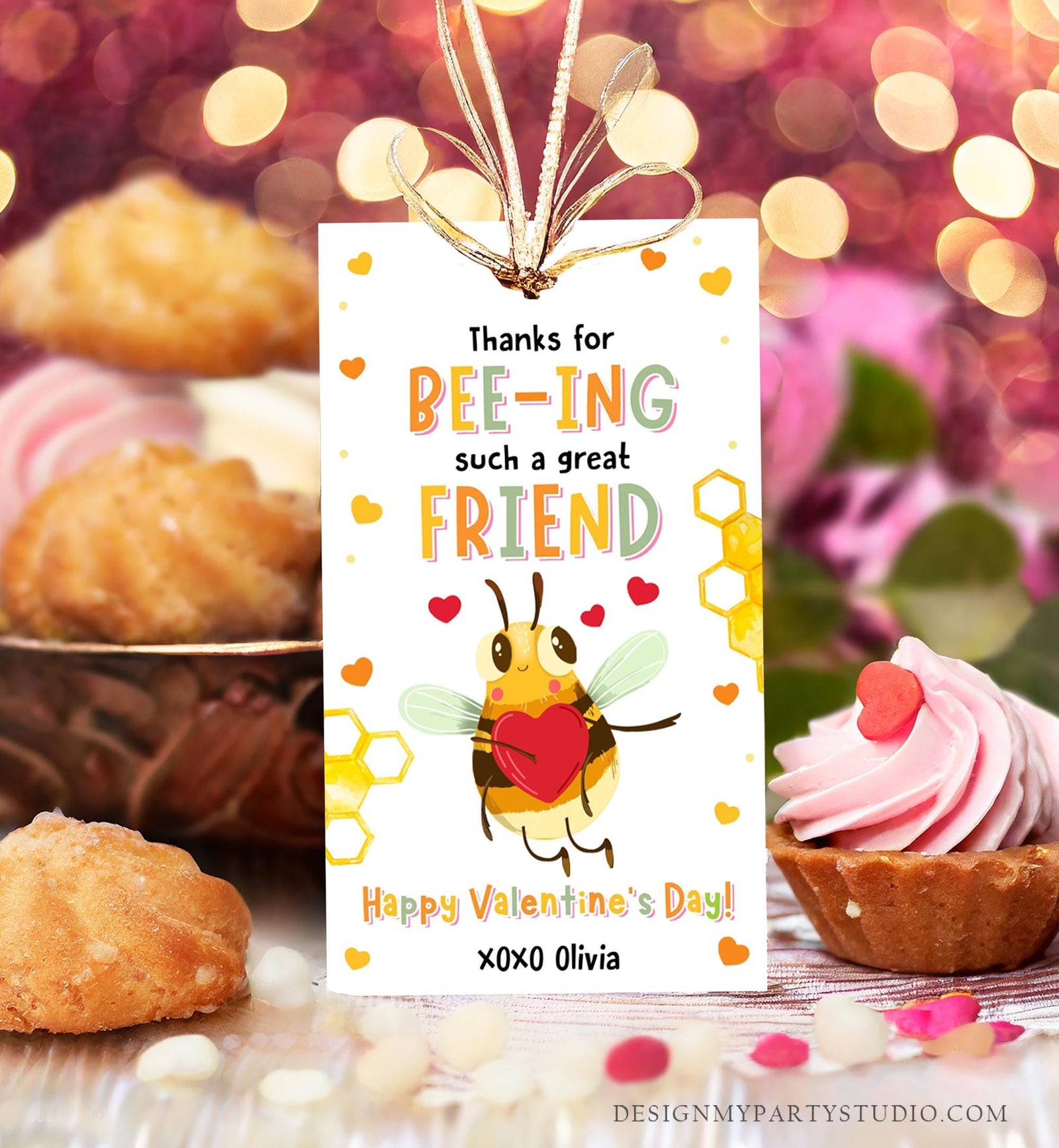 Editable Thanks for Bee-ing such a great Friend Valentines Day Gift Tag Valentine Bee Honey Kids School Classroom Template Printable 0370