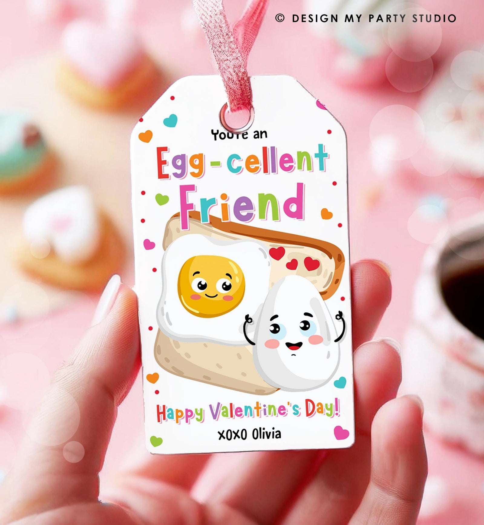 Editable You're an Egg-cellent Friend Valentines Day Gift Tag Valentine Fried Egg Sunny Side Up School Classroom Template Printable 0370