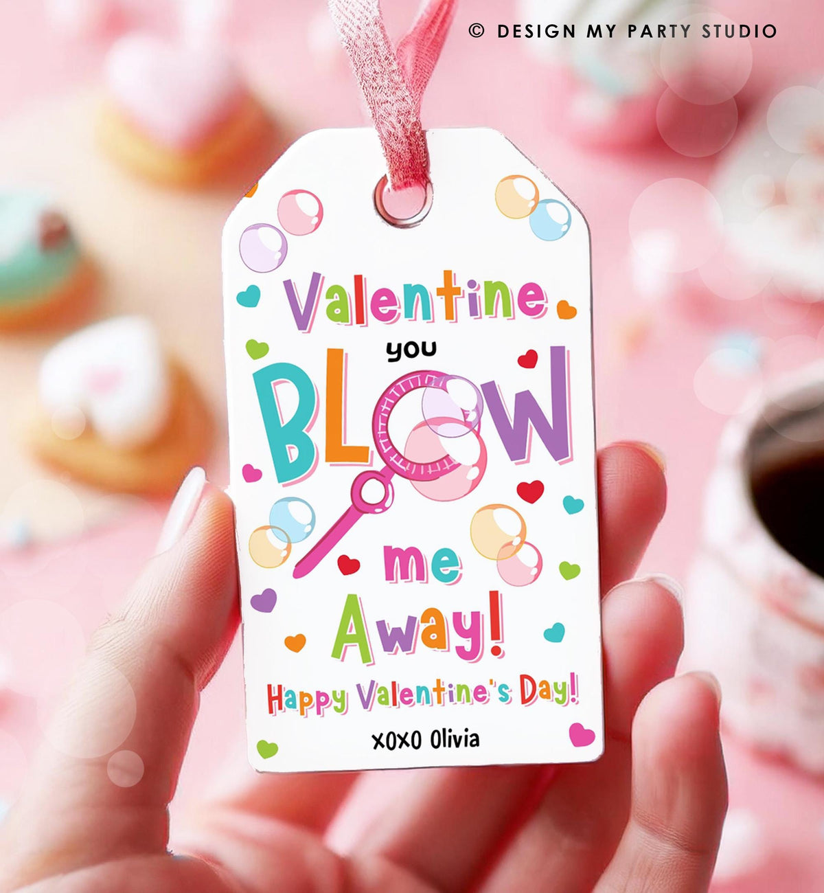 Editable Valentine You Blow Me Away Favor Tag Thank You Blowing Bubbles Soap Valentine&#39;s Day Tag School Digital Template Printable 0370