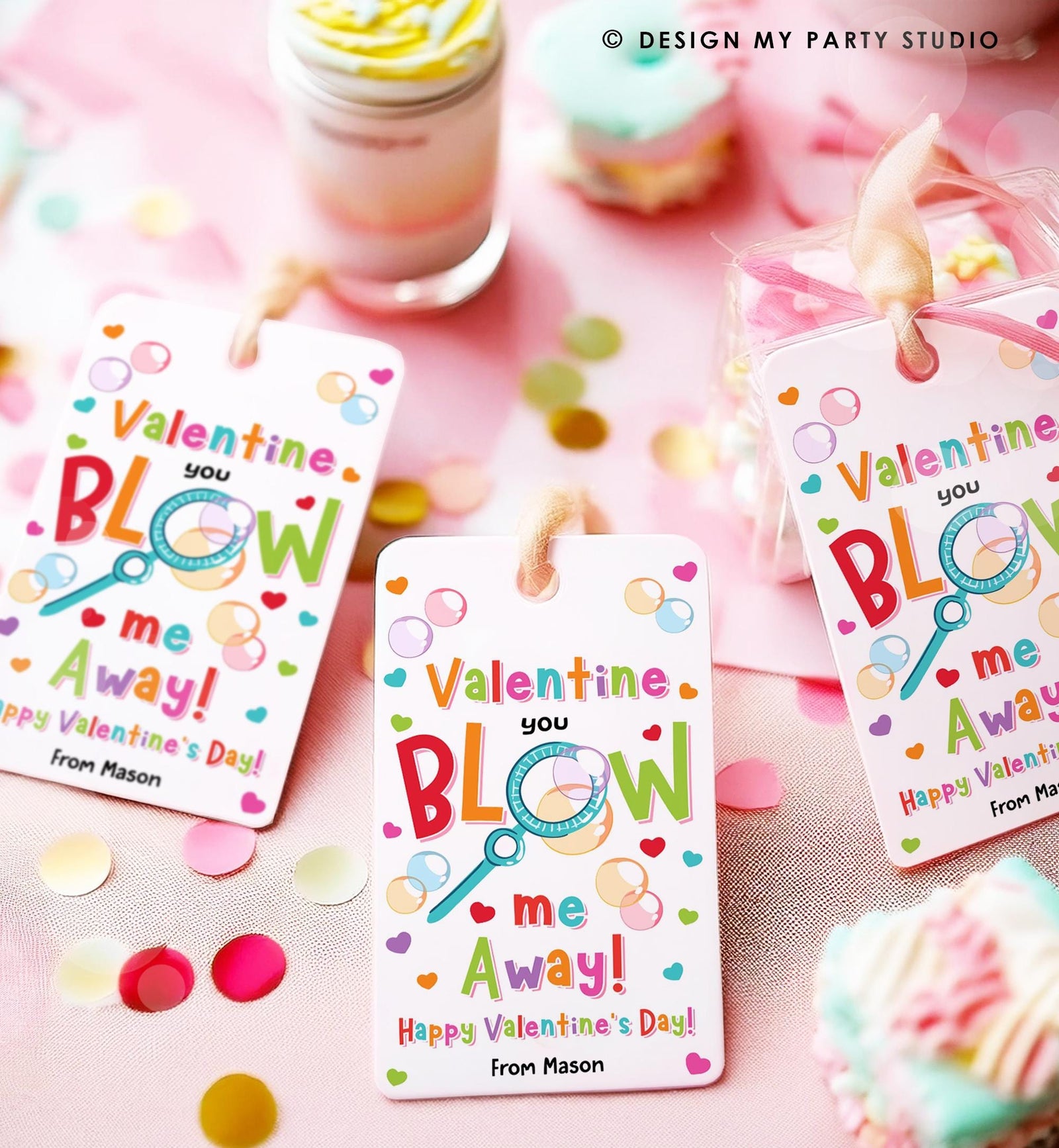 Editable Valentine You Blow Me Away Favor Tag Thank You Blowing Bubbles Soap Valentine's Day Tag School Digital Template Printable 0370