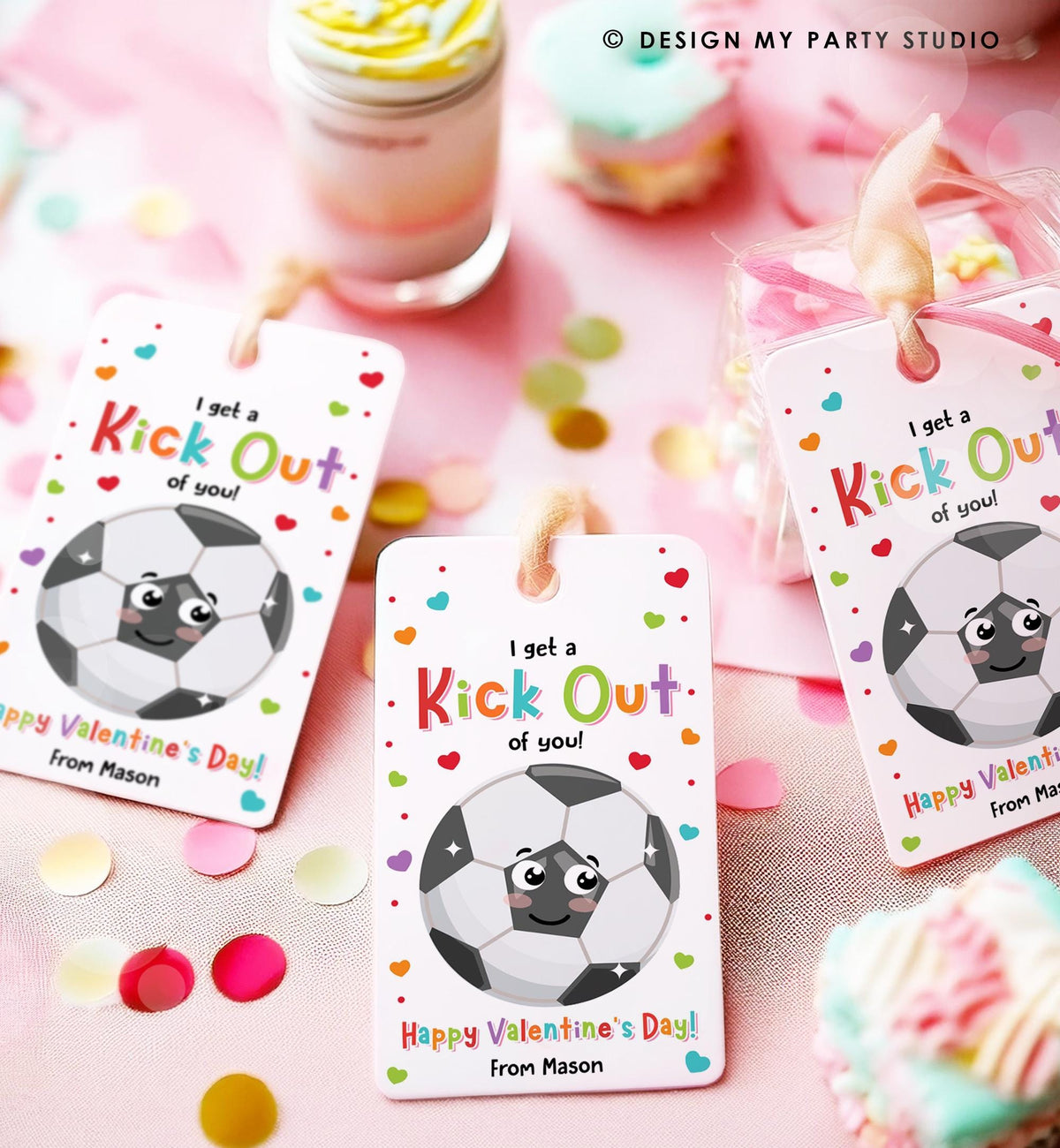 Editable I Get a Kick Out of You Valentines Day Gift Tag Soccer Football Goals Keeper Card Kids School Classroom Template Printable 0370