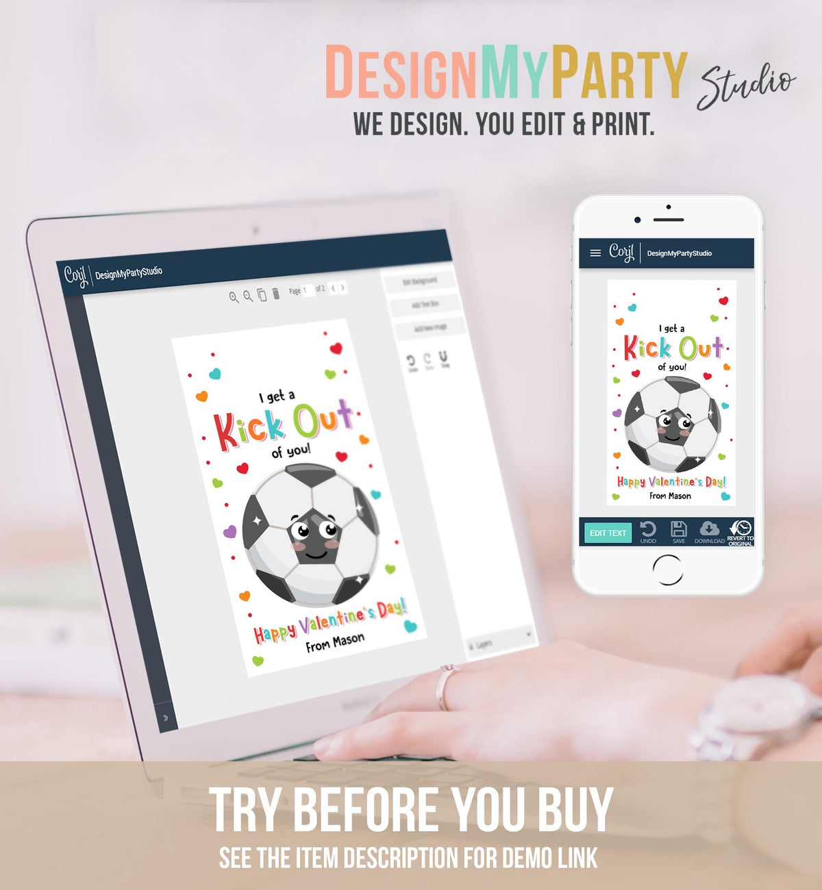 Editable I Get a Kick Out of You Valentines Day Gift Tag Soccer Football Goals Keeper Card Kids School Classroom Template Printable 0370