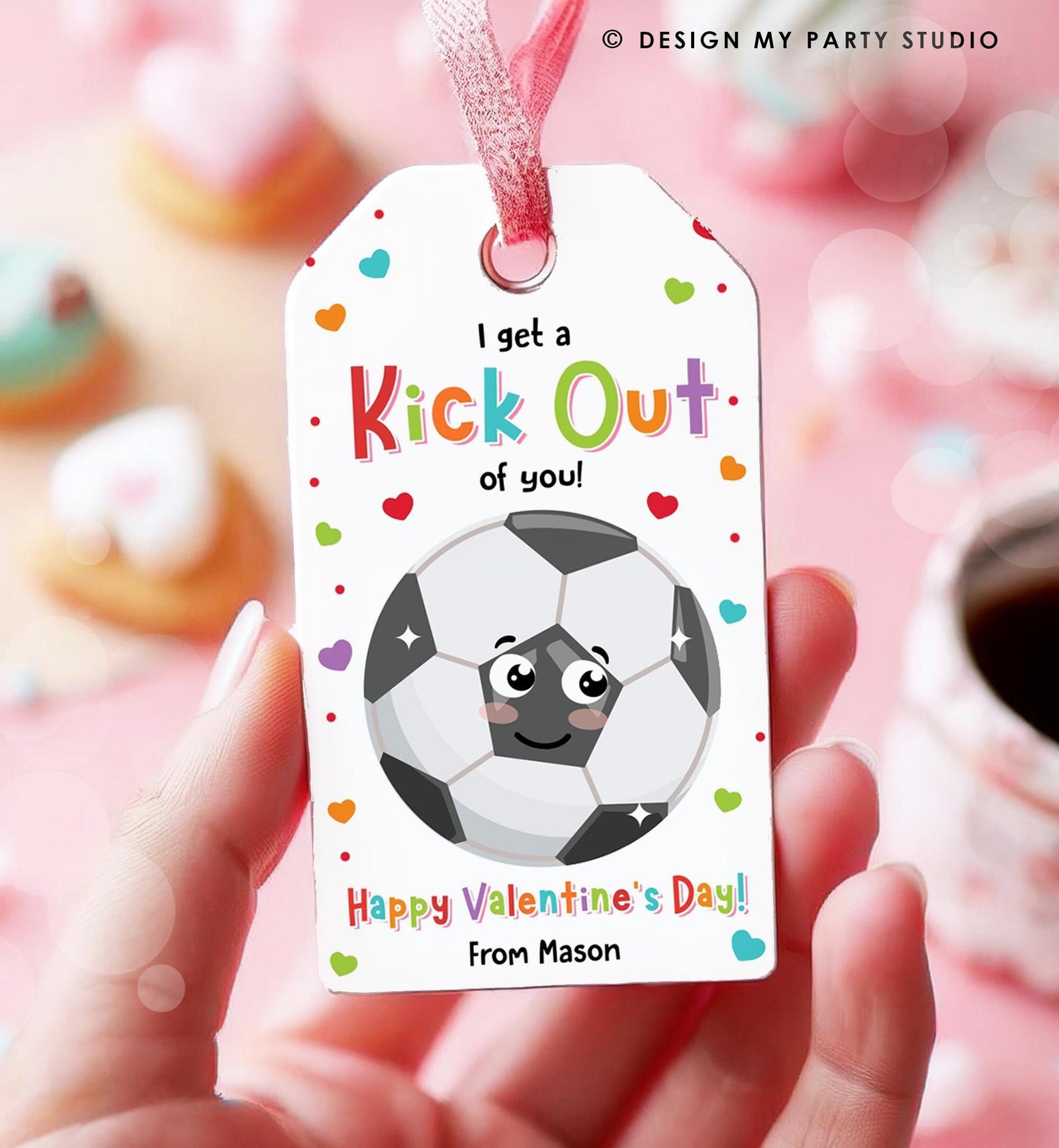 Editable I Get a Kick Out of You Valentines Day Gift Tag Soccer Football Goals Keeper Card Kids School Classroom Template Printable 0370