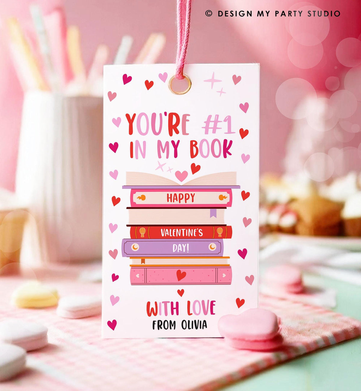 Editable Bookmark Valentine&#39;s Day Gift Tag Valentines Card #1 in My Book Valentine Kids School Class Daycare Digital Download Printable 0370
